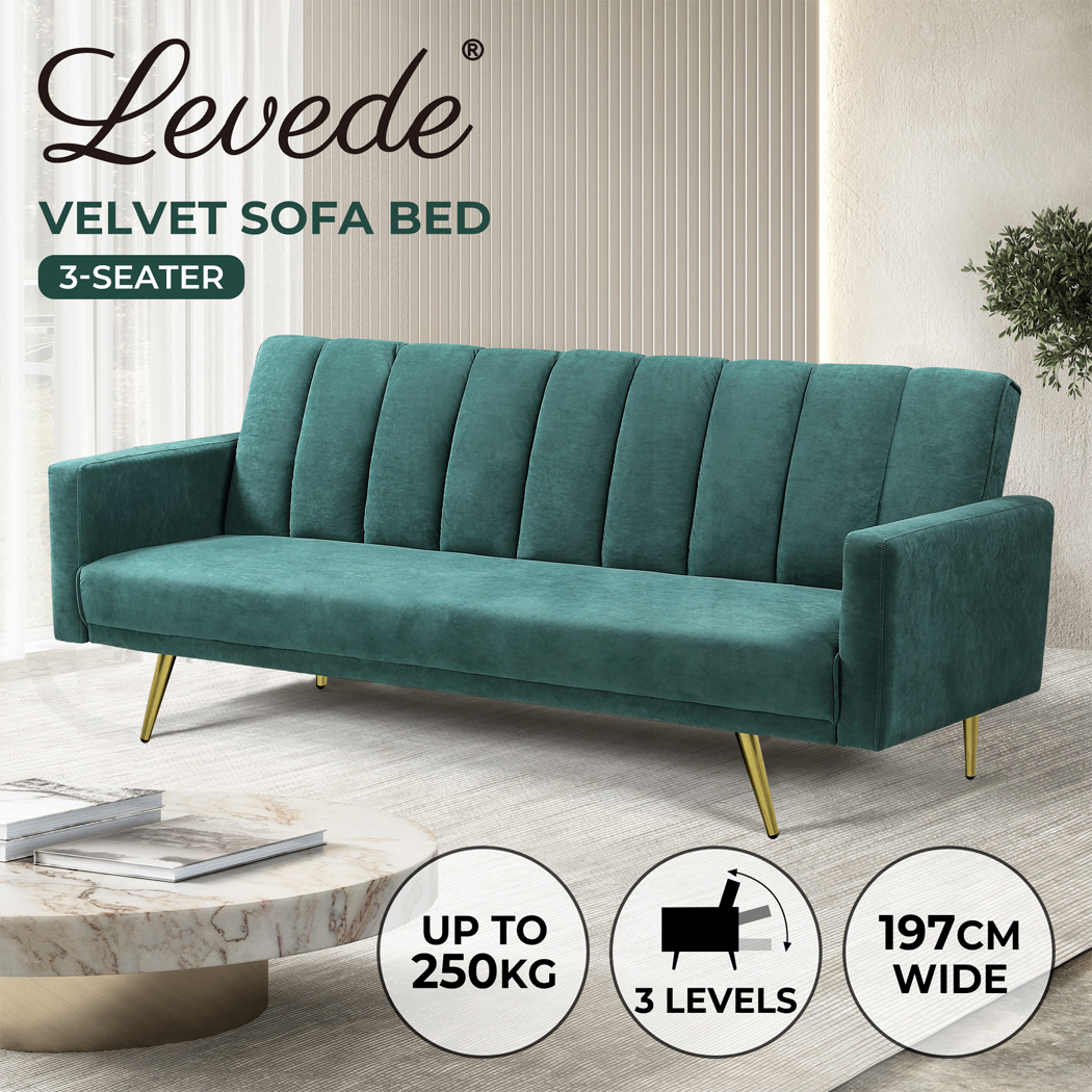 Levede Sofa Bed Futon Convertible Lounge Adjustable Recliner Couch 3 Seater - Picture 40 of 56