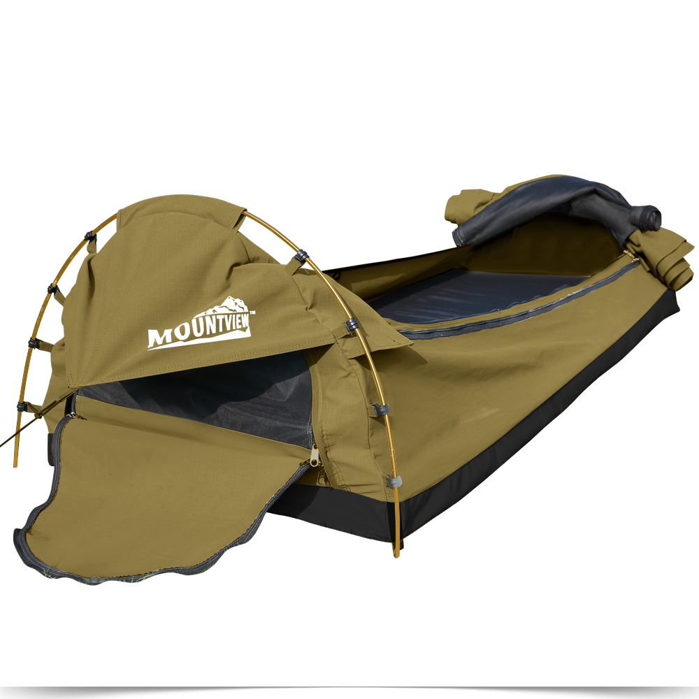 MOUNTVIEW Double Swag Camping Swags Canvas Tent Deluxe Kings Poles