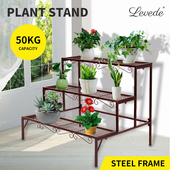 Levede Plant Stand Outdoor Indoor Metal Flower Pots Rack Corner Planter Shelf - Picture 25 of 1,064