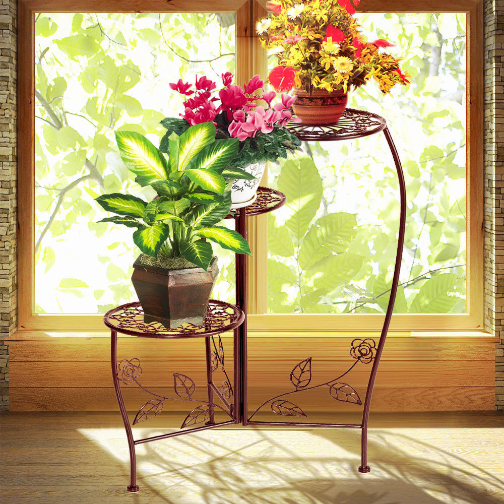 Wrought Iron Outdoor Indoor Flower Pots Plant Stand Garden