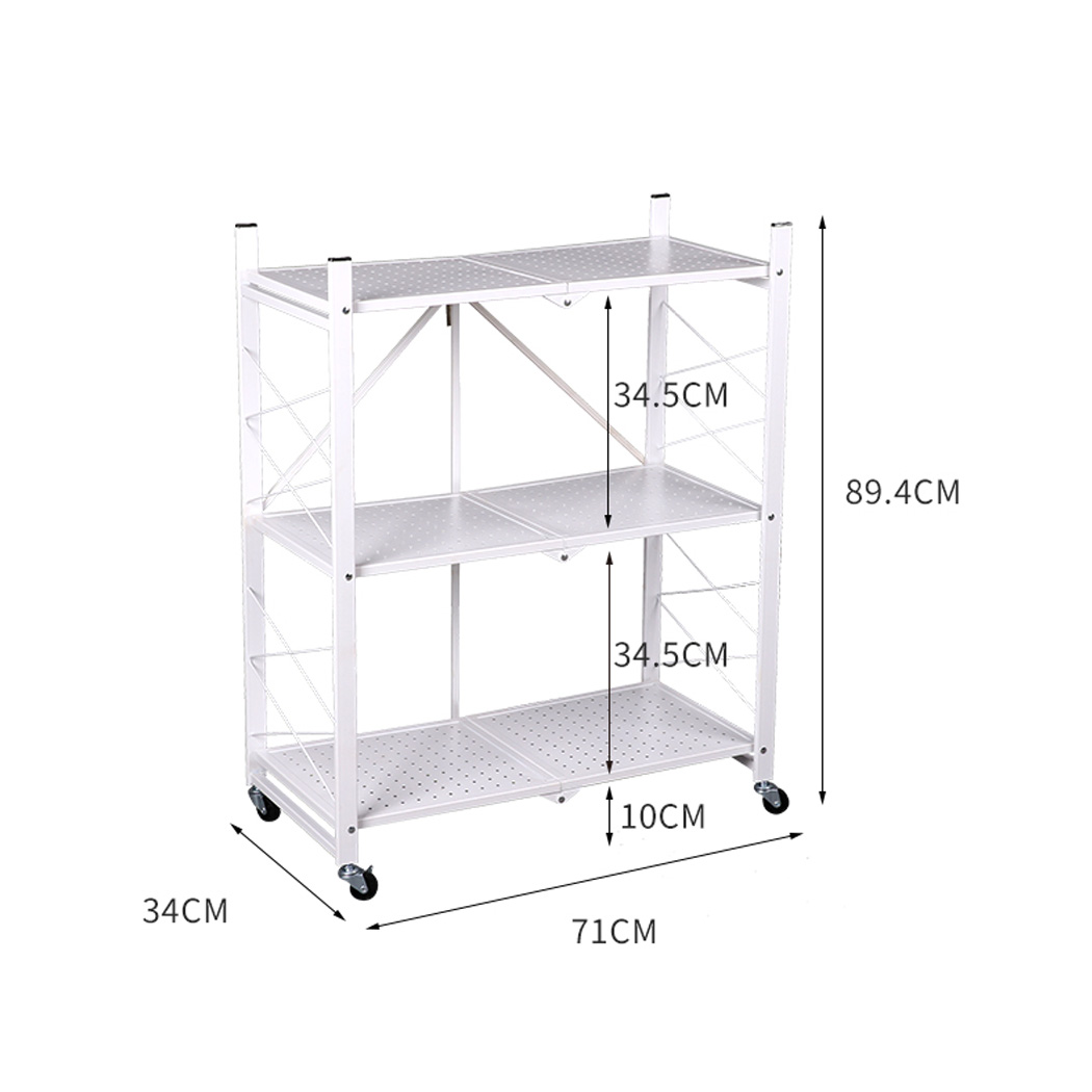 Levede Foldable Storage Shelf Display Rack Bookshelf Bookcase Wheel Cart Stand