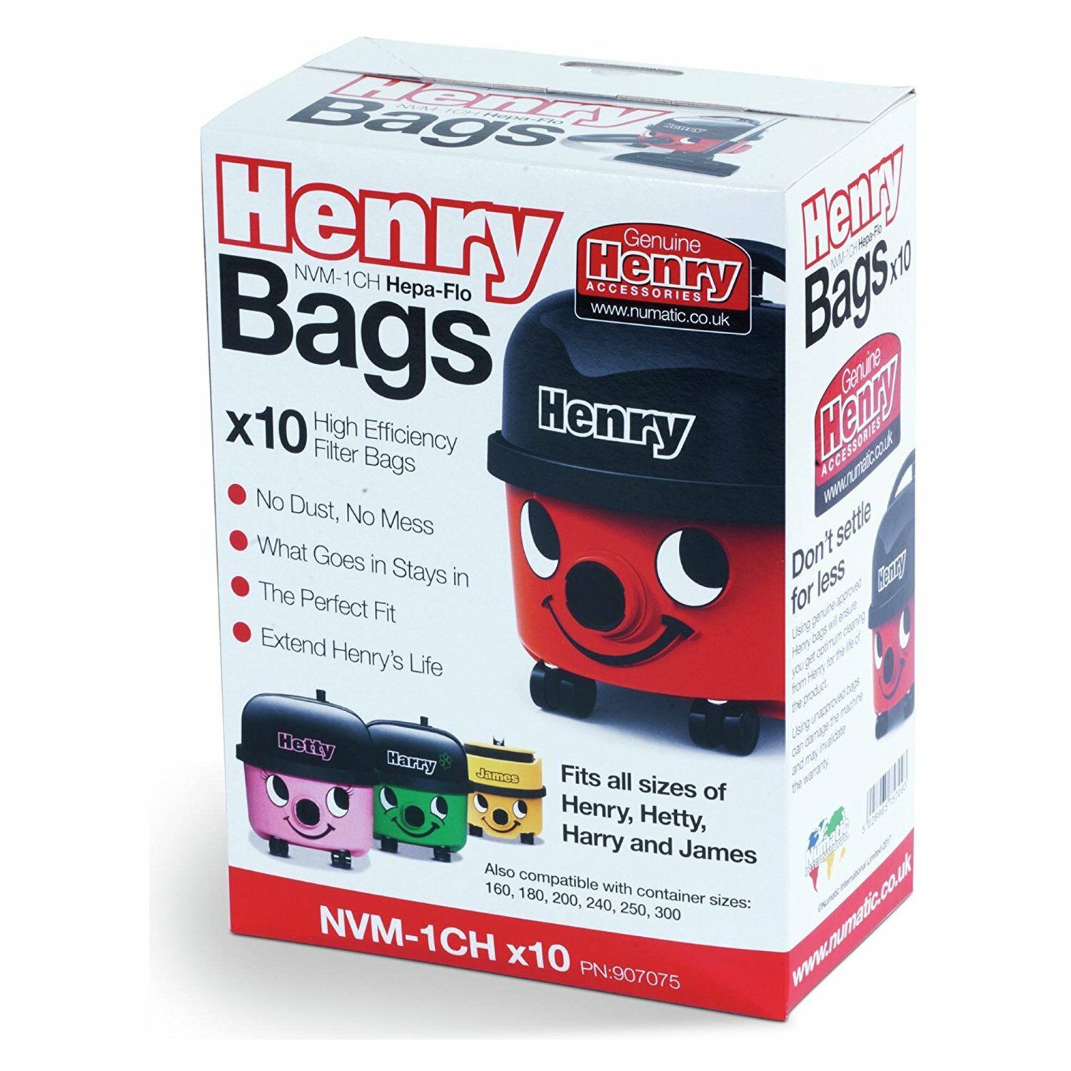 NVM 1CH HepaFlo Vacuum Cleaner Henry Vacuum Bags 8 x 10 pack, NVM 1CH
