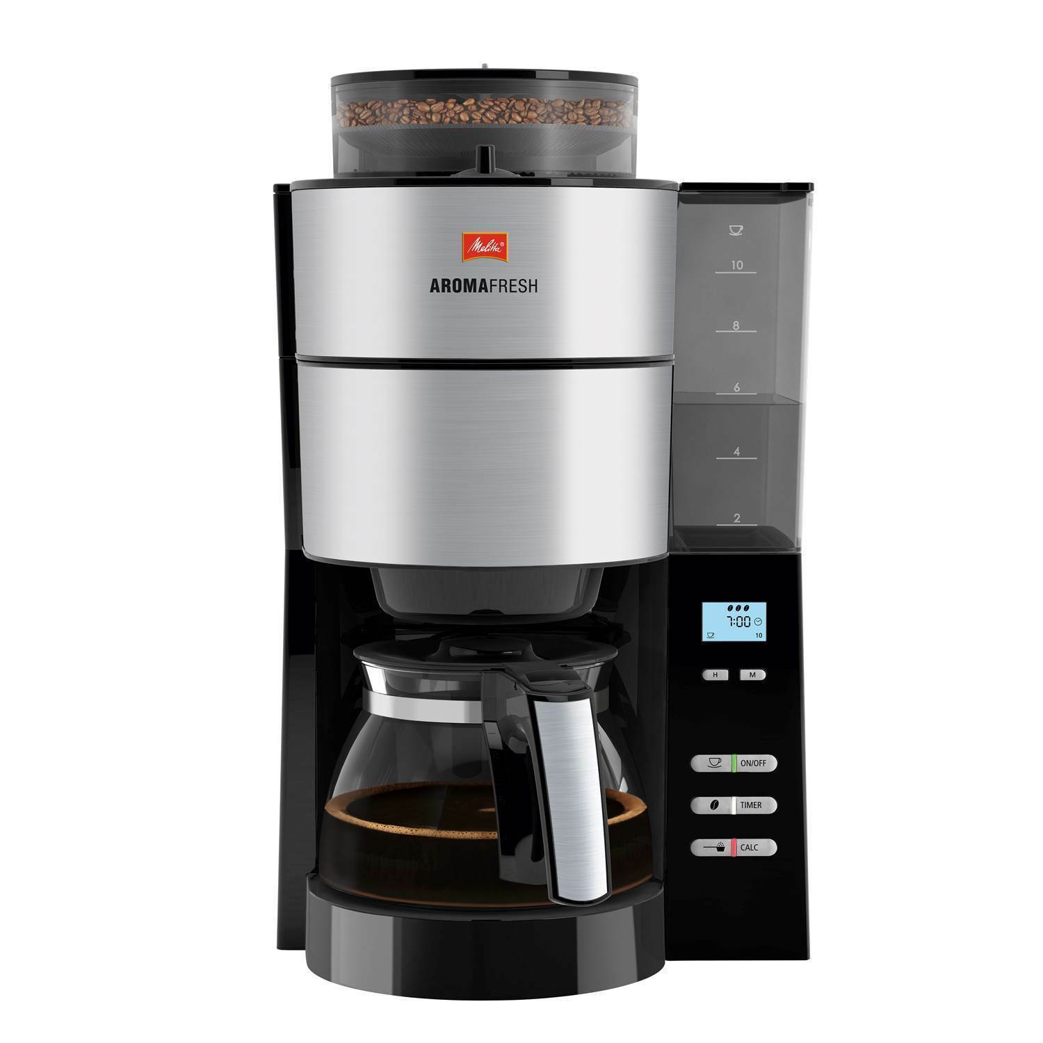 Melitta AromaFresh Grind & Brew 102101 Filter Coffee Machine + Glass