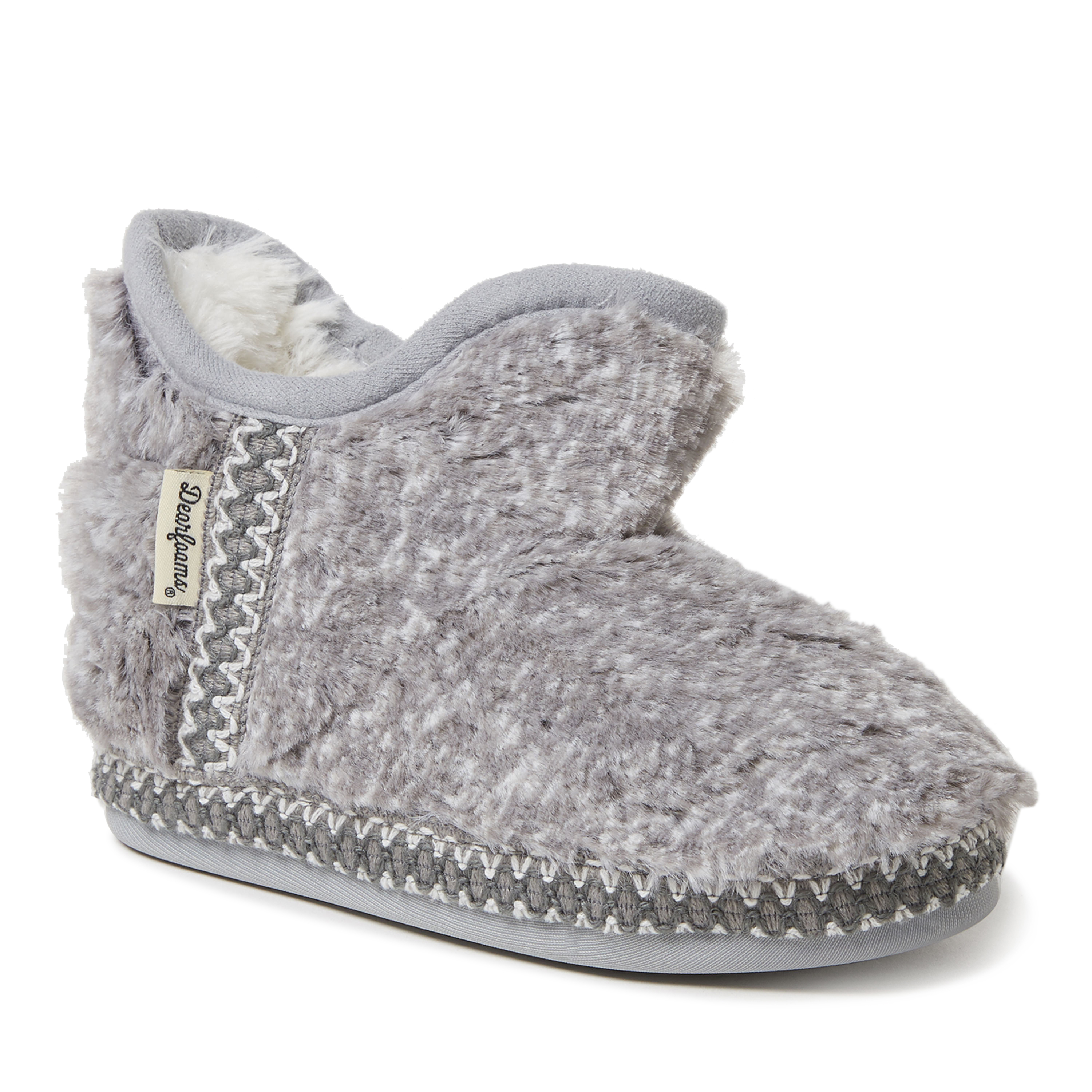 Dearfoams Kid's Girls Charlotte Fuzzy Bootie Slipper - Picture 7 of 11