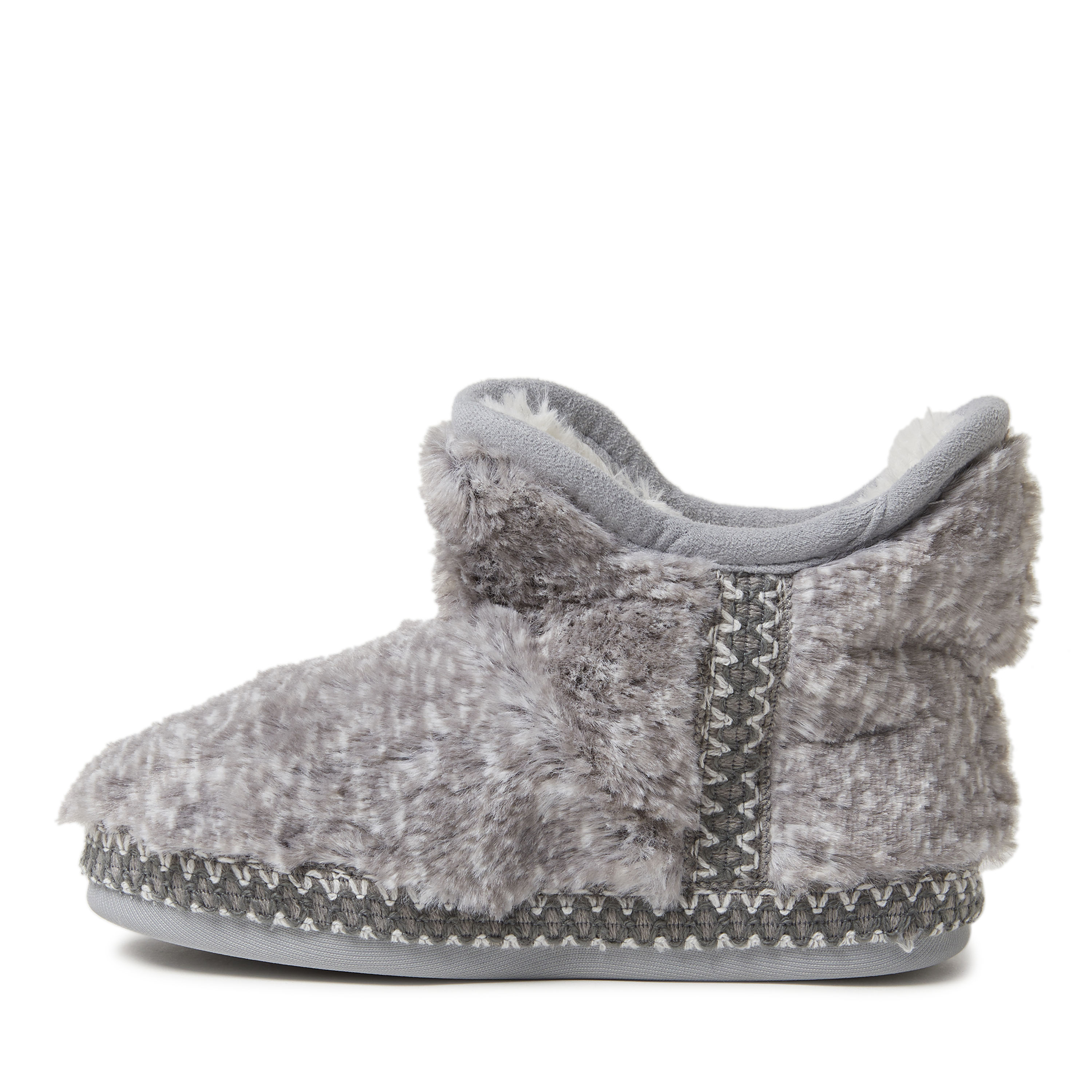 Dearfoams Kid's Girls Charlotte Fuzzy Bootie Slipper - Picture 8 of 11