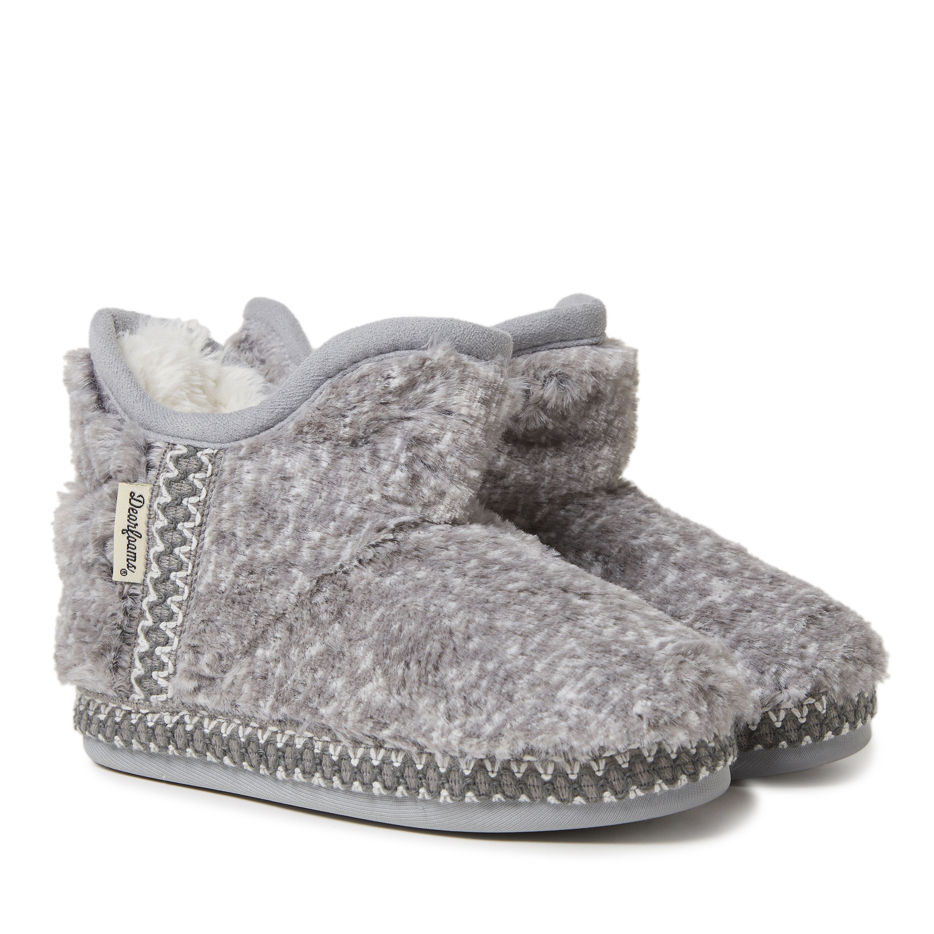 Dearfoams Kid's Girls Charlotte Fuzzy Bootie Slipper - Picture 9 of 11
