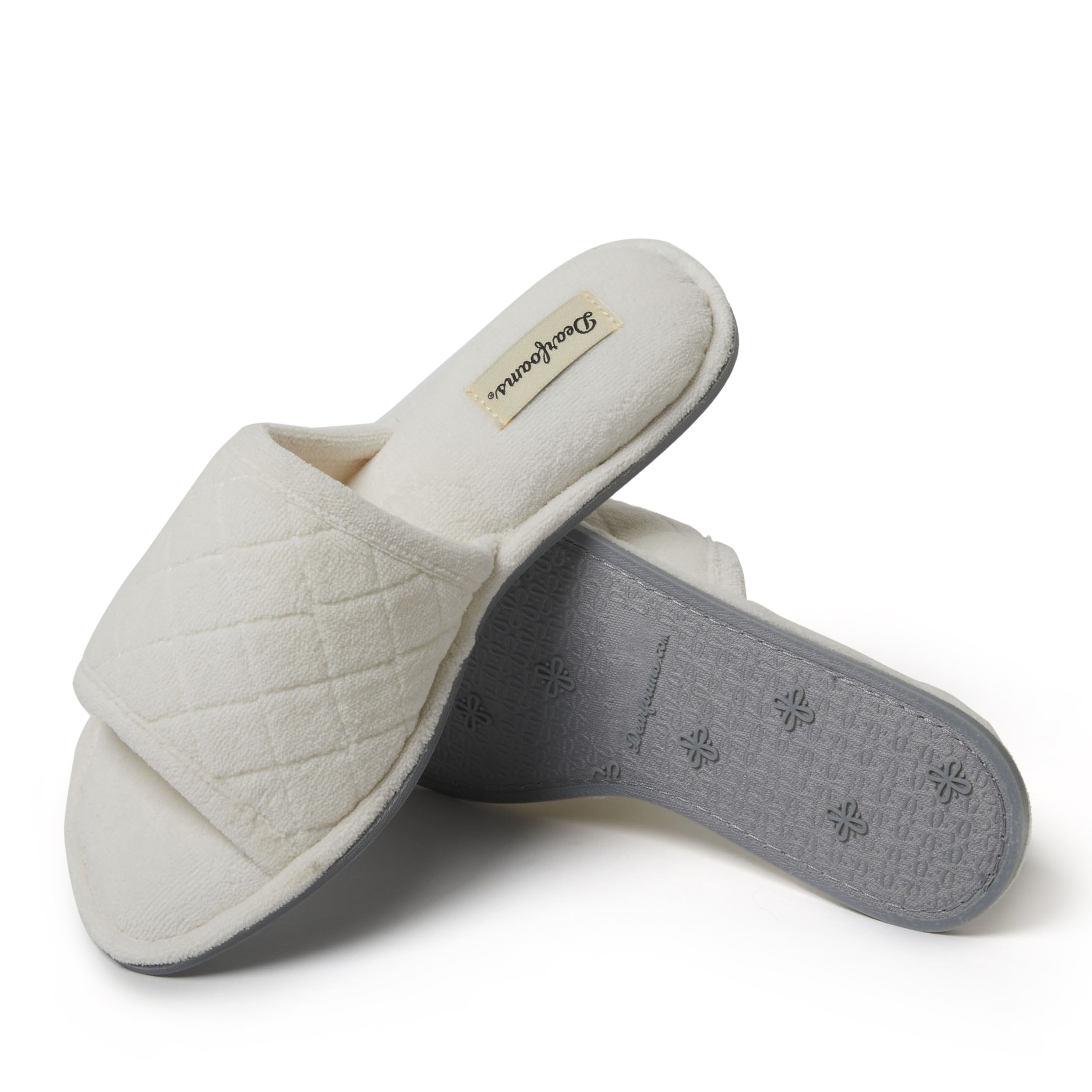 Dearfoams Women's Beatrice Quilted Microfiber Terry Shower Slide House Slipper - 第 28/34 張圖片