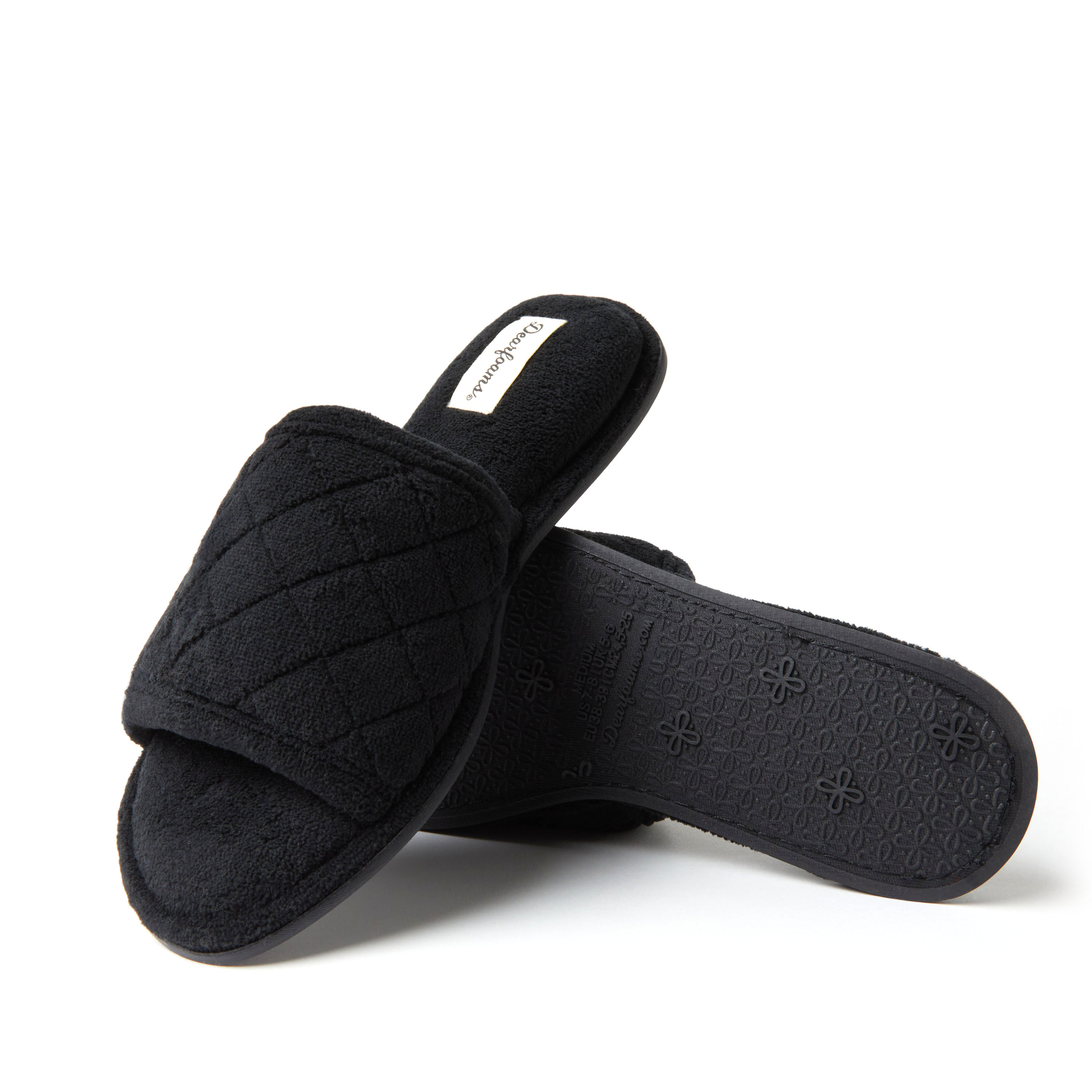 Dearfoams Women's Beatrice Quilted Microfiber Terry Shower Slide House Slipper - 第 8/34 張圖片