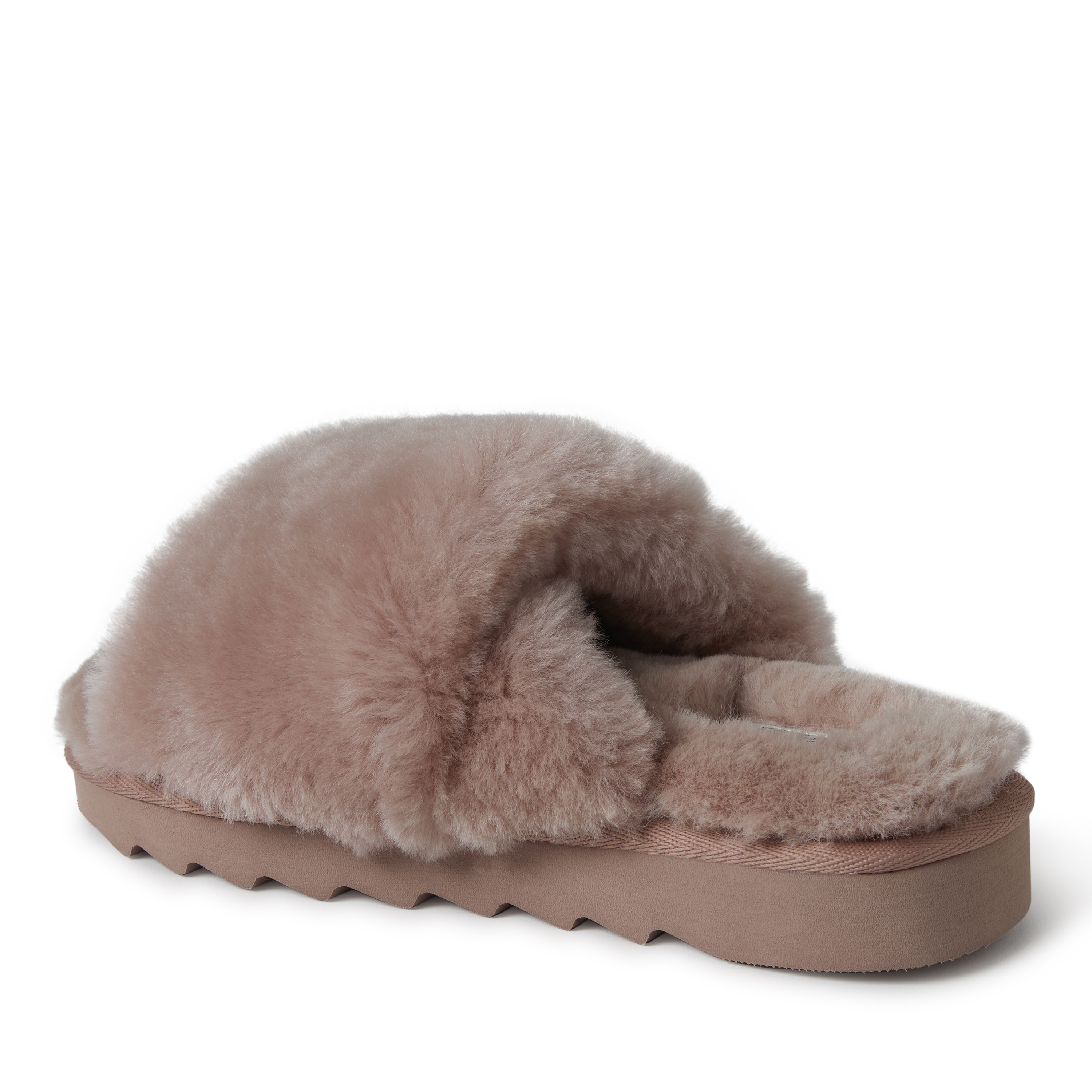EZ Feet Women's Genuine Shearling X-Band Fuzzy Slide Slipper - Picture 9 of 21