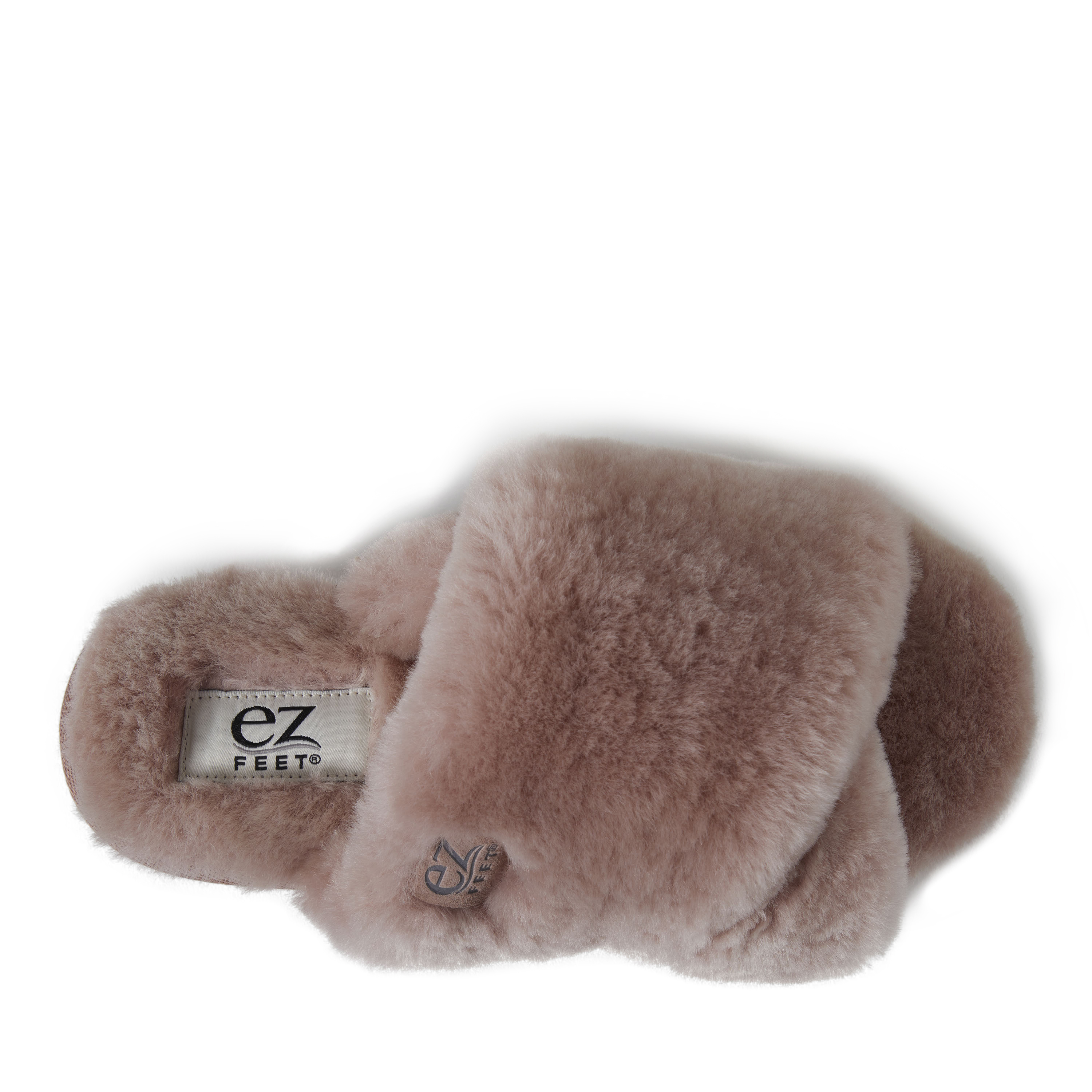 EZ Feet Women's Genuine Shearling X-Band Fuzzy Slide Slipper - Picture 10 of 21
