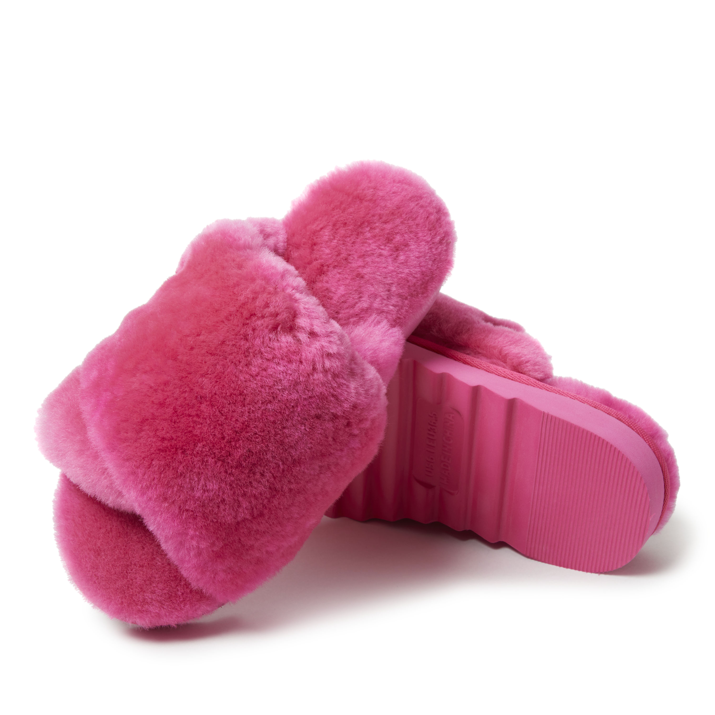 EZ Feet Women's Genuine Shearling X-Band Fuzzy Slide Slipper - Picture 18 of 21