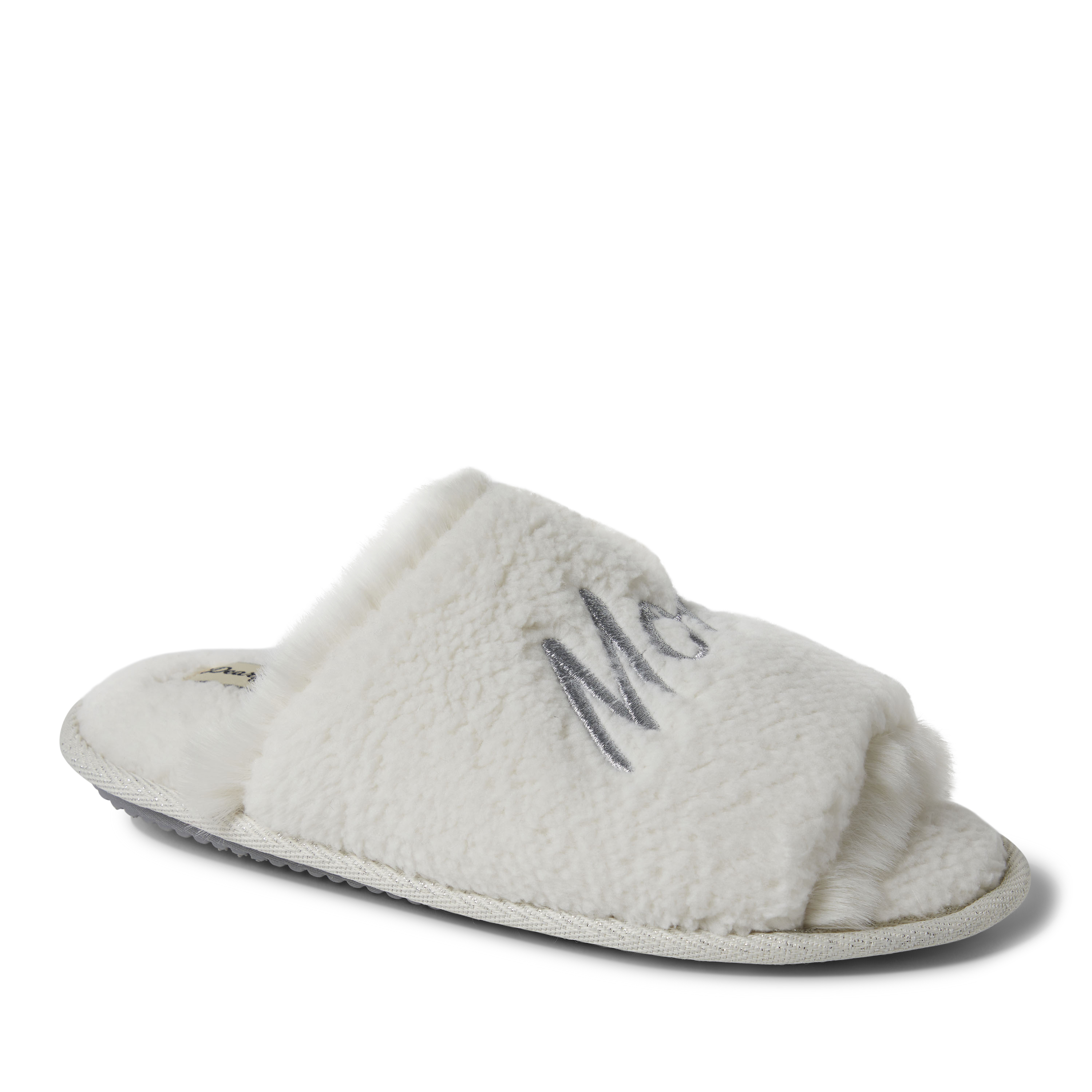 Dearfoams Womens Louise Embroidered Mom Slide Slipper Gift Set with Scrunchie - Picture 3 of 16