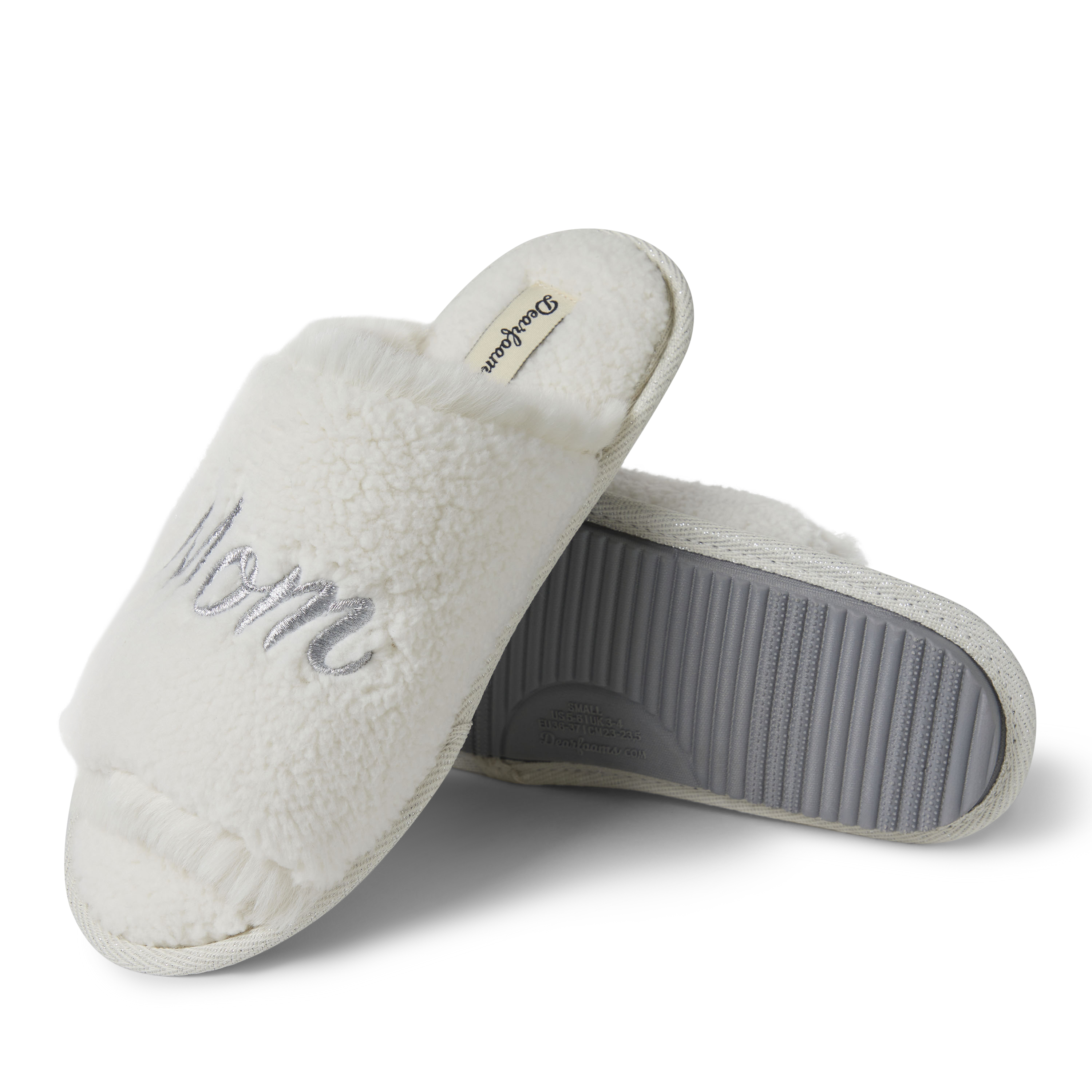 Dearfoams Womens Louise Embroidered Mom Slide Slipper Gift Set with Scrunchie - Picture 4 of 16