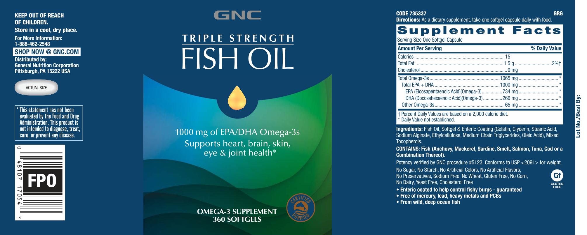 GNC Triple Strength Fish Oil, 360 Softgels 48107170547 eBay