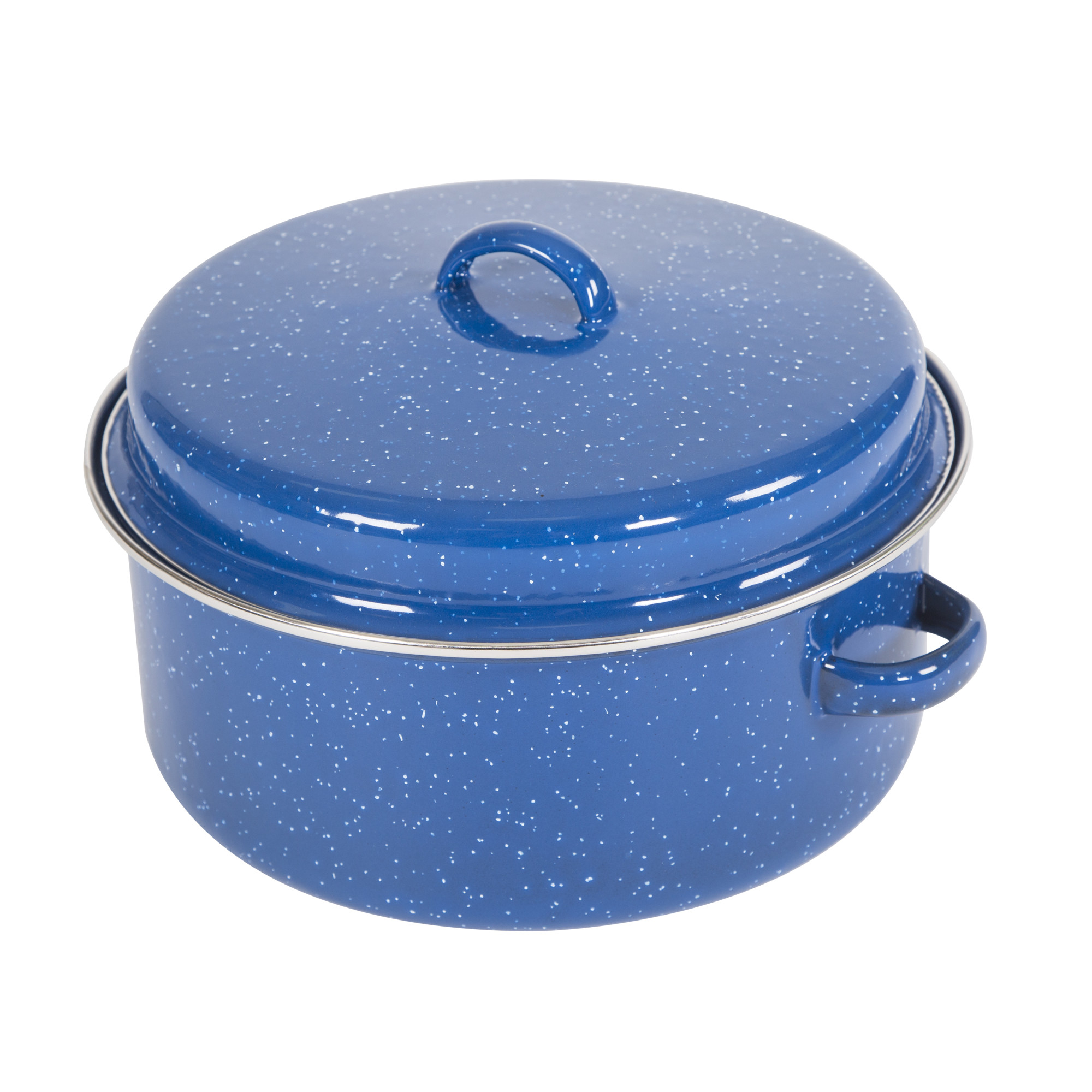 STANSPORT 10640 ENAMEL COOK POT WITH LID 5 QT STAINLESS STEEL KILN