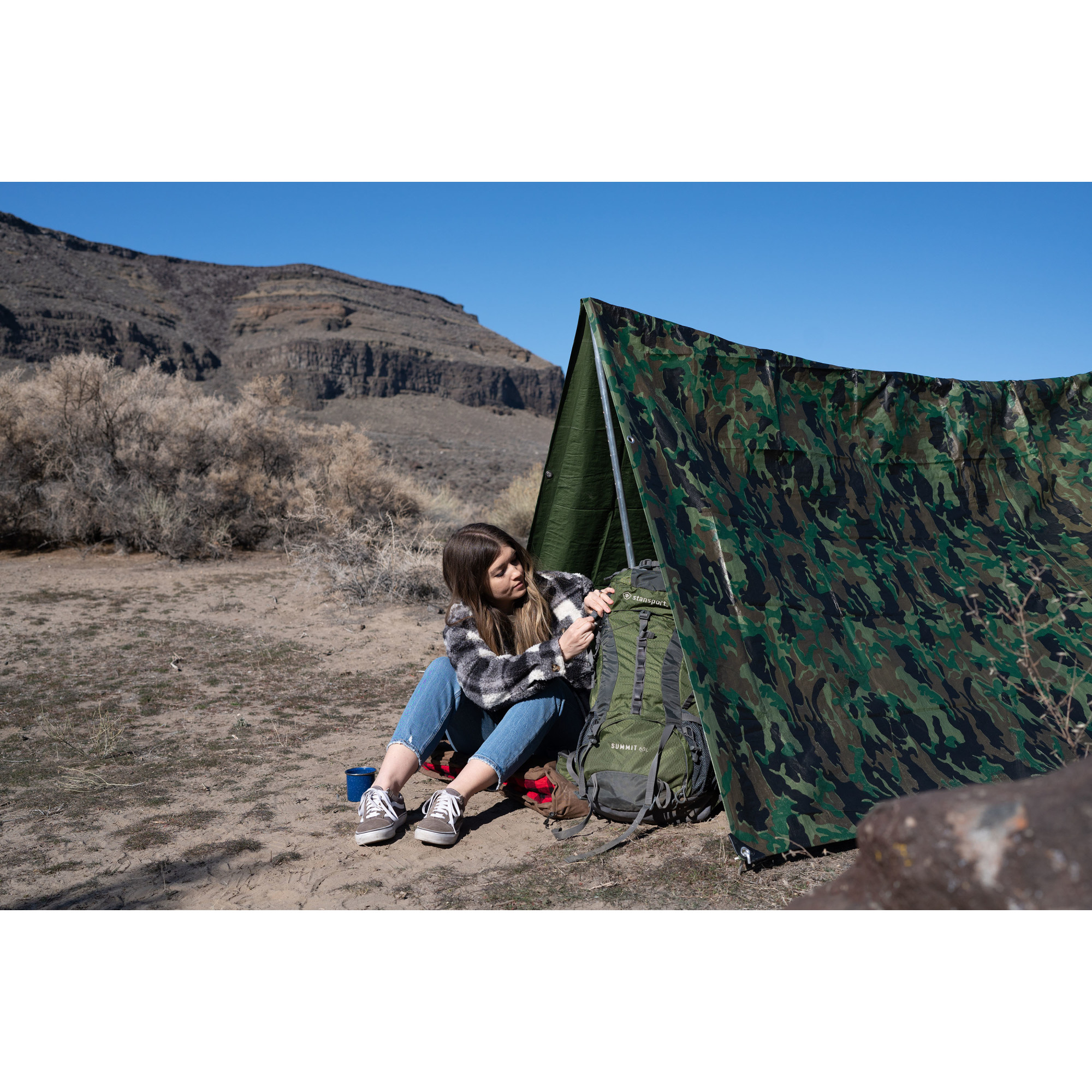 Stansport Ripstop 6 Mil Thick Tarp Woodland Camo