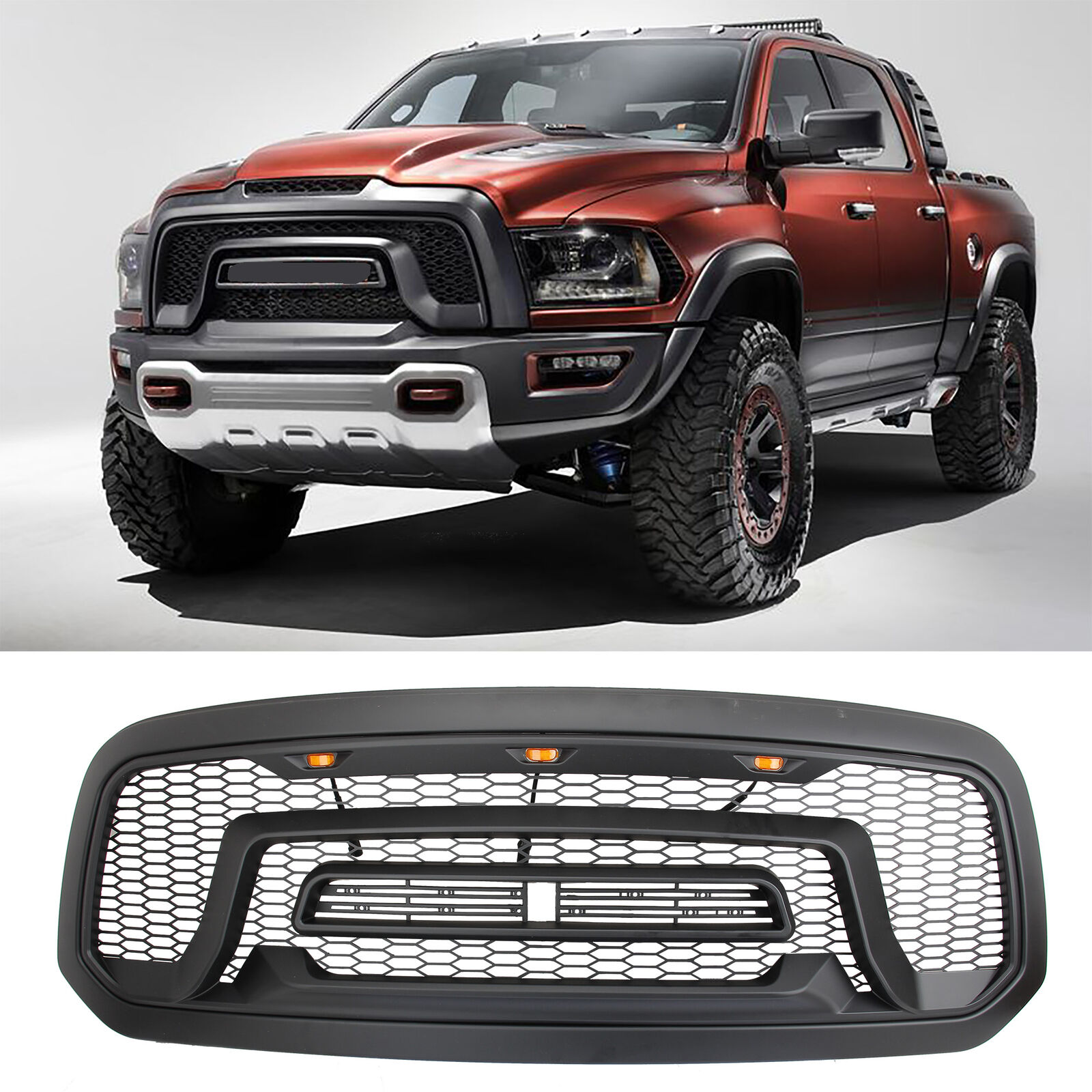 For 201318 Dodge Ram 1500 RebelStyle Black Front Bumper Grille Gril