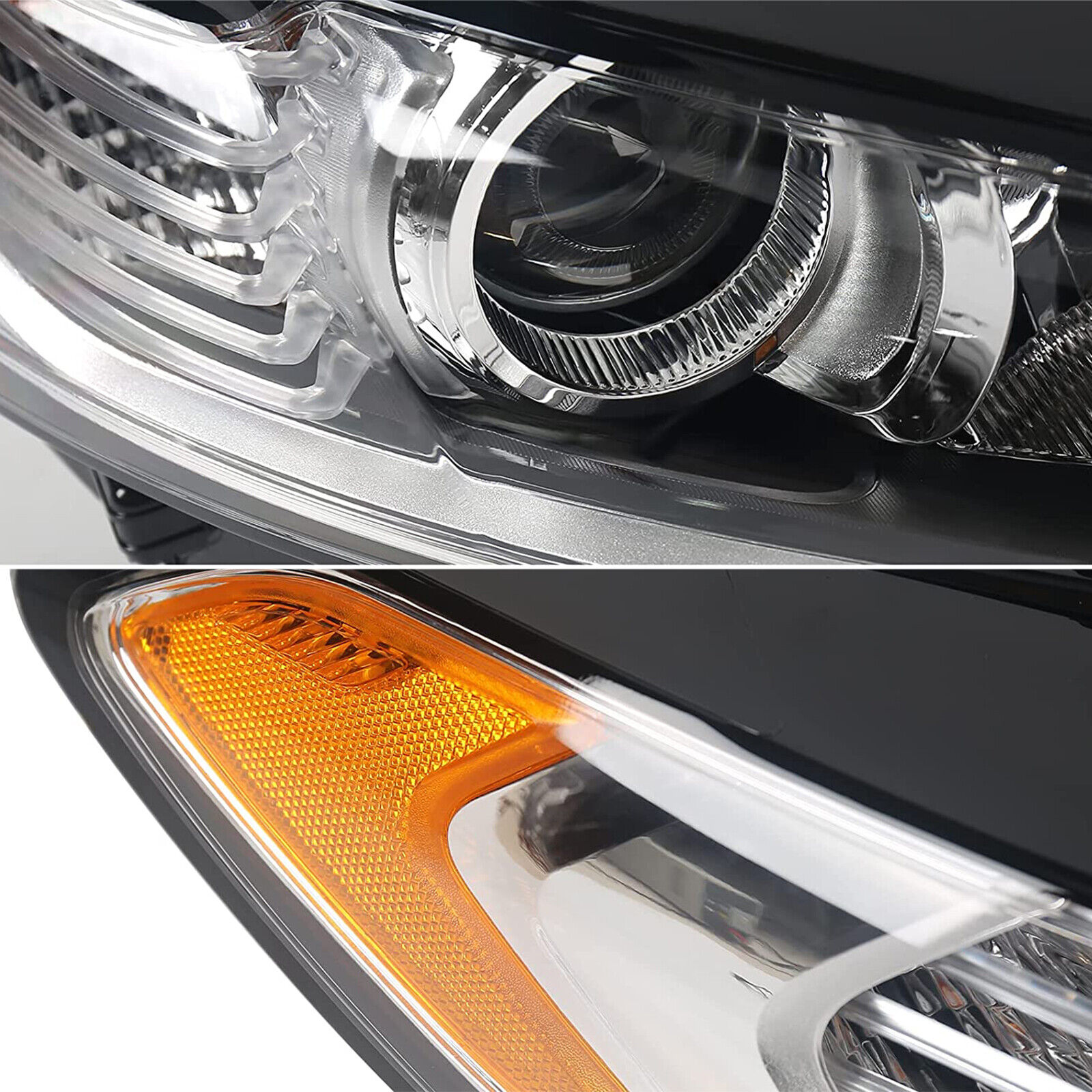 Passenger Side Headlight Assembly For 2013-2016 Ford Fusion S/SE/Titanium – Halogen With Chrome Housing