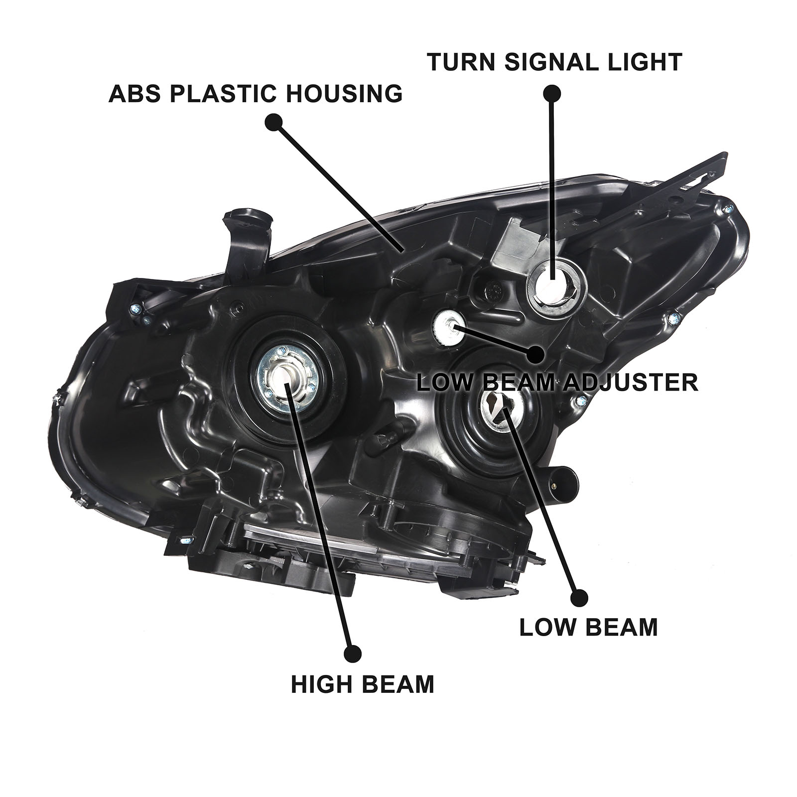Pair Of Black Housing Halogen Headlights - Fits Nissan Rogue 2008-2013 (Left & Right)