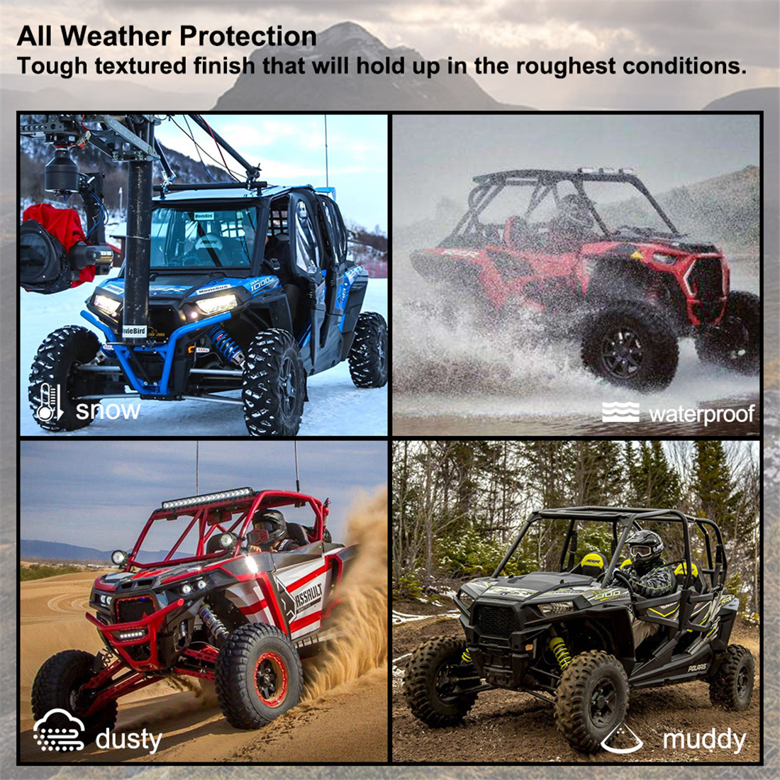 KIWI MASTER Front Mud Flaps Compatible for Polaris RZR XP//4 1000 S 900 Turbo 2014-2019 Extended Mud Flap Guards Fenders Flares