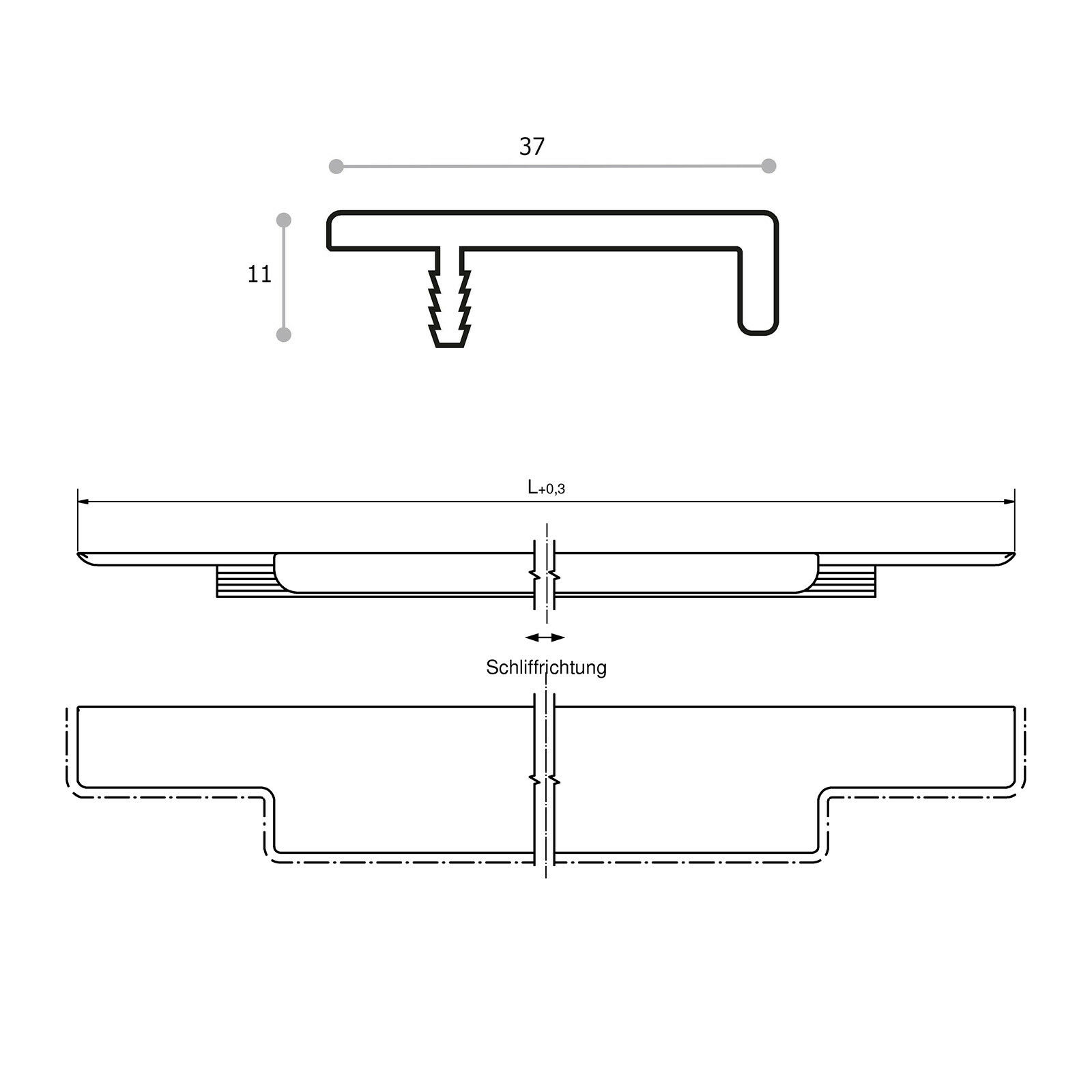 SCHÜCO ALU COMPETENCE Möbelgriff SLIM INTO 160 - 420 mm Schubladengriff Griff - Bild 6 von 12