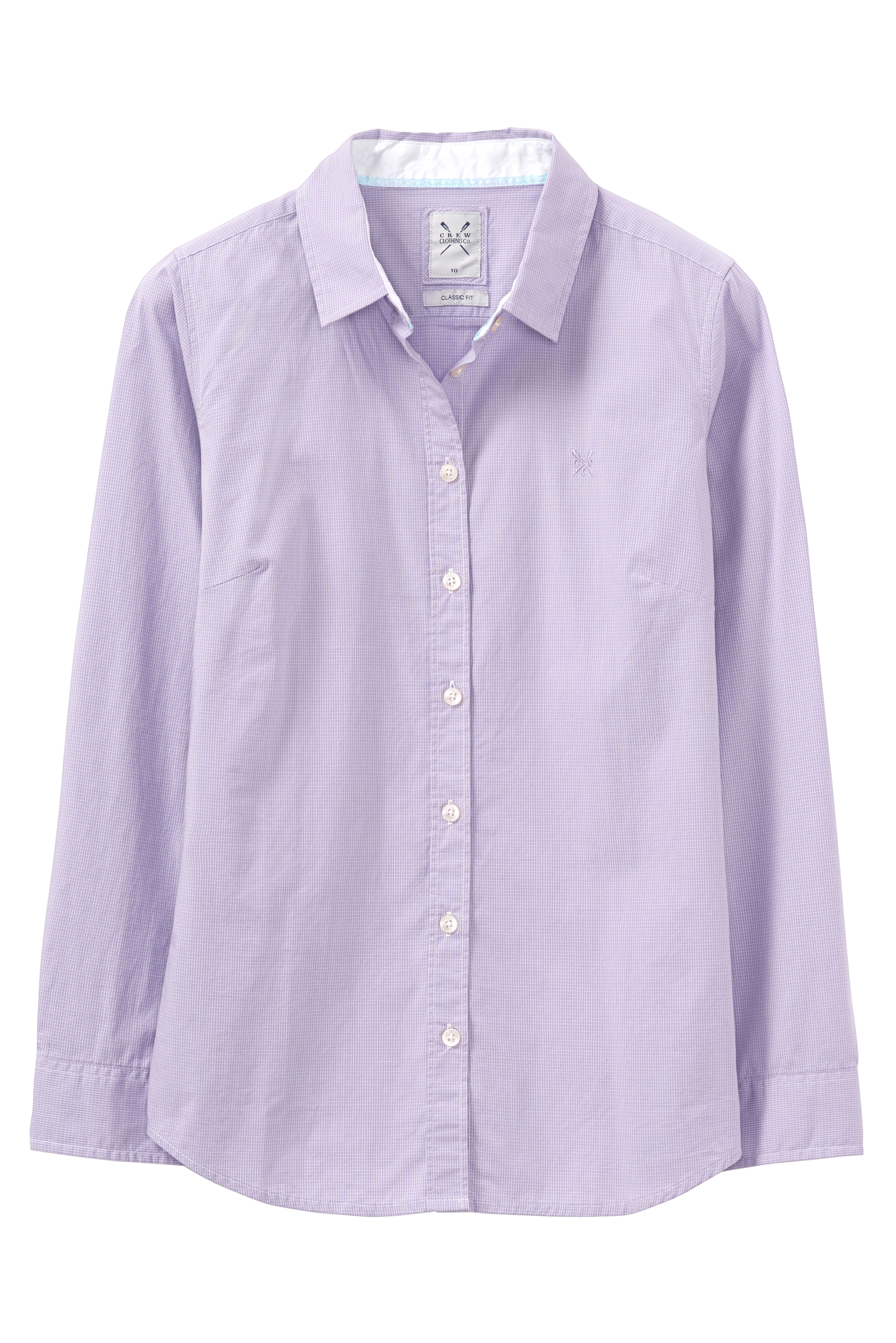 New Crew Clothing Womens Mini Grid Check Shirt in Lilac/White MINI GRID CHECK SHIRT