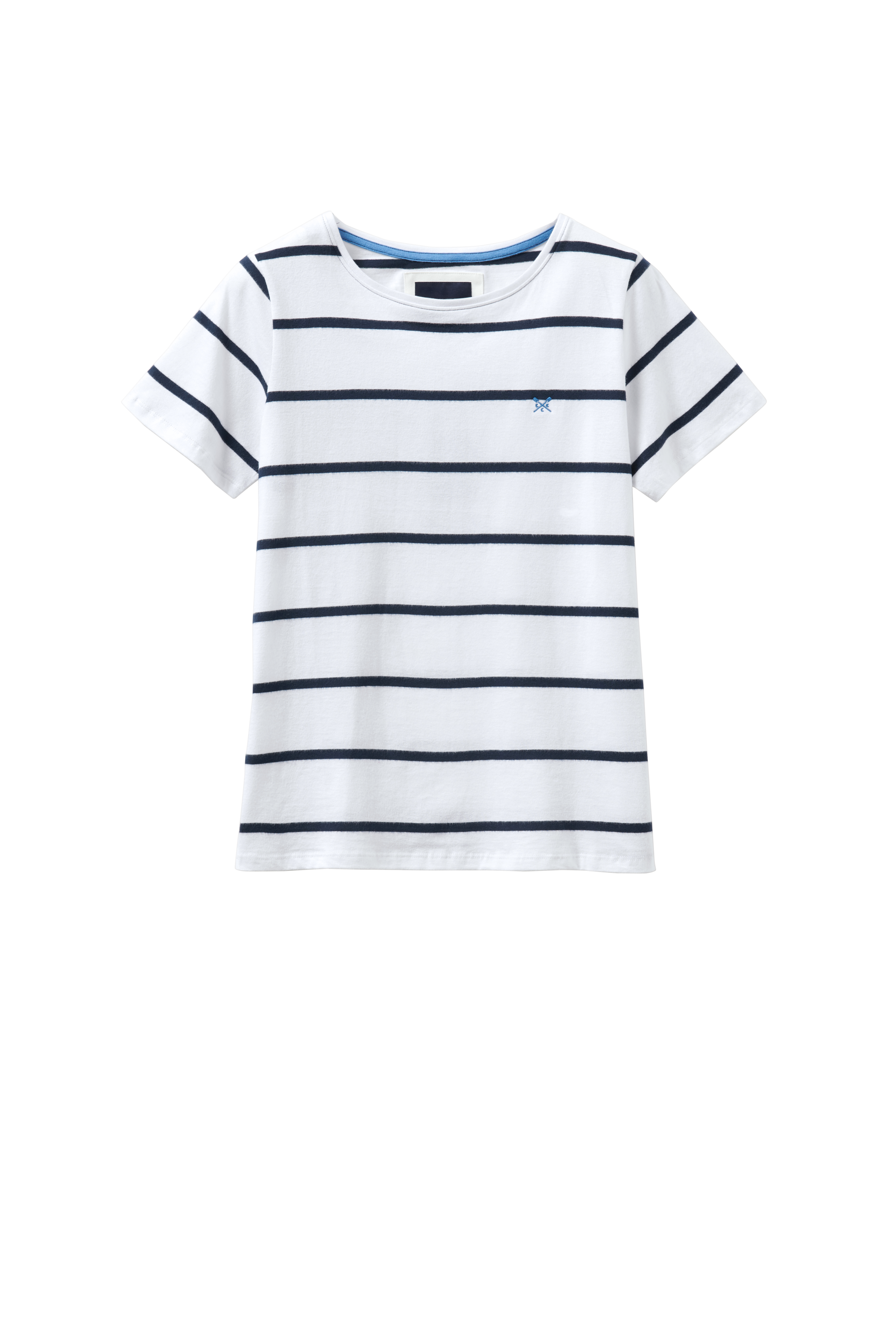 New Crew Clothing Womens Short Sleeve Single Wide Stripe Tee in White/Navy Size SHORT SLEEVE SINGLE WIDE STRIPE TEE
