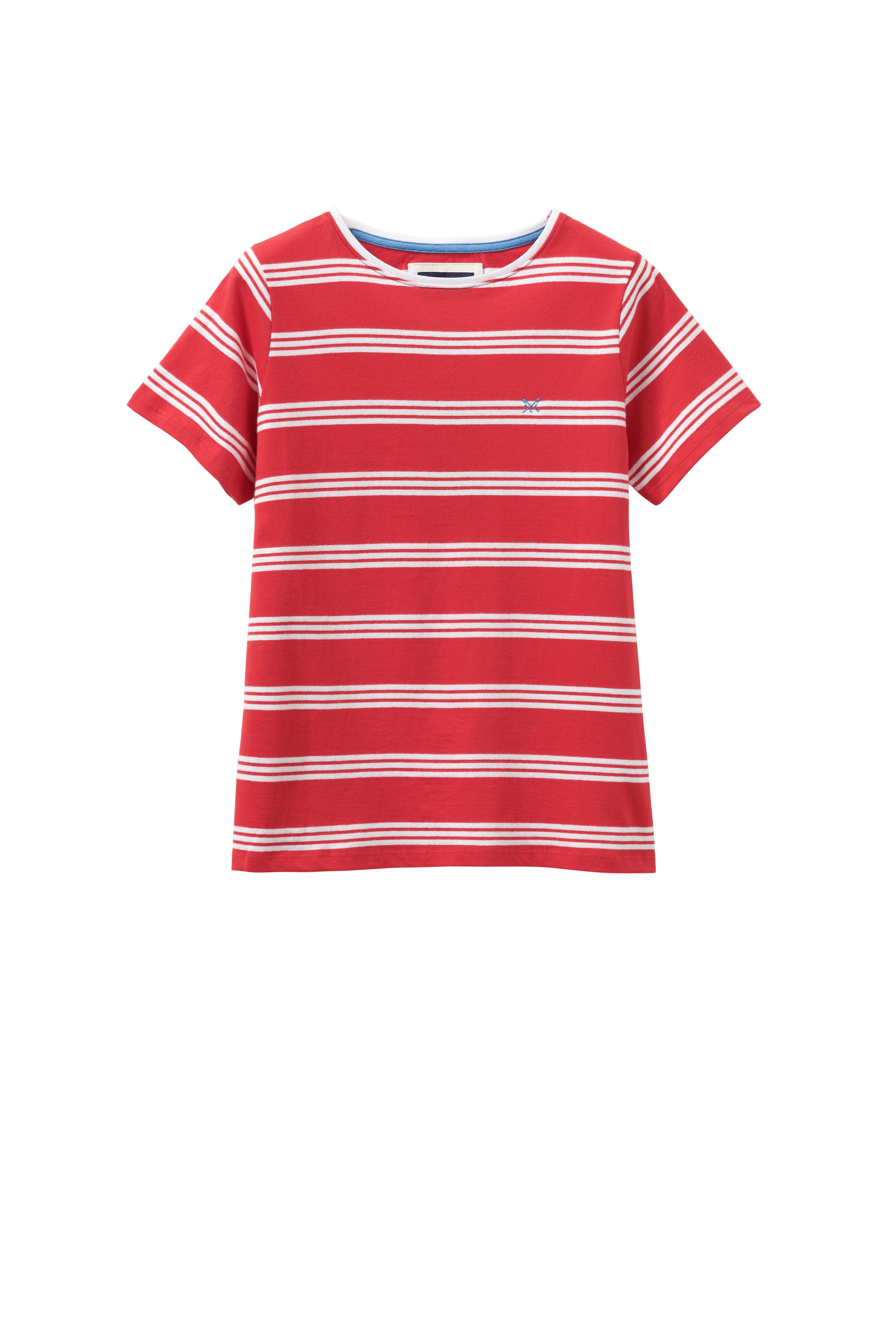 New Crew Clothing Womens Shortsleeve Triple Stripe Tee in Red/White SHORTSLEEVE TRIPLE STRIPE TEE