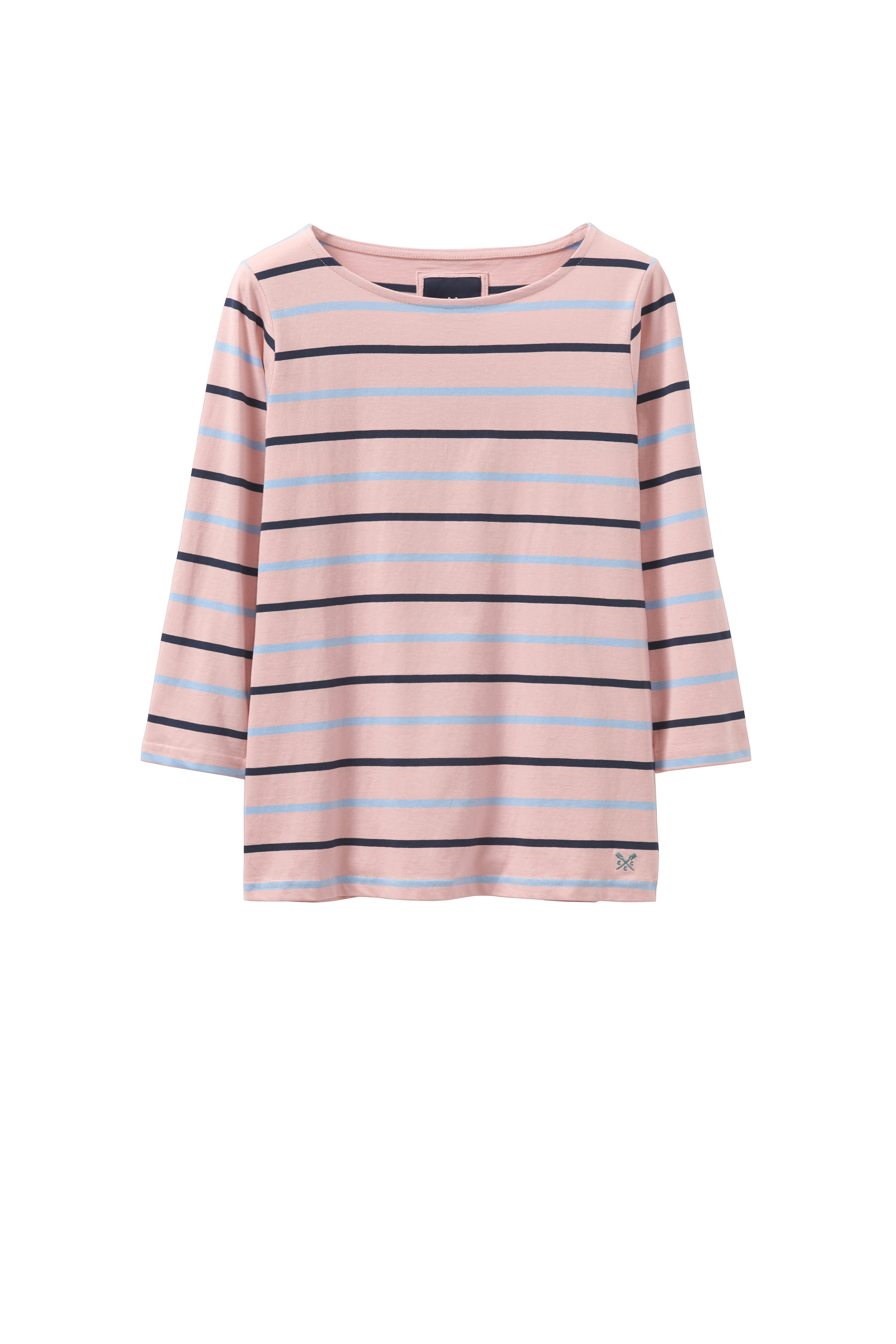 New Crew Clothing Womens 3 Colour Breton Stripe Tee in Pink 3 COLOUR BRETON STRIPE TEE