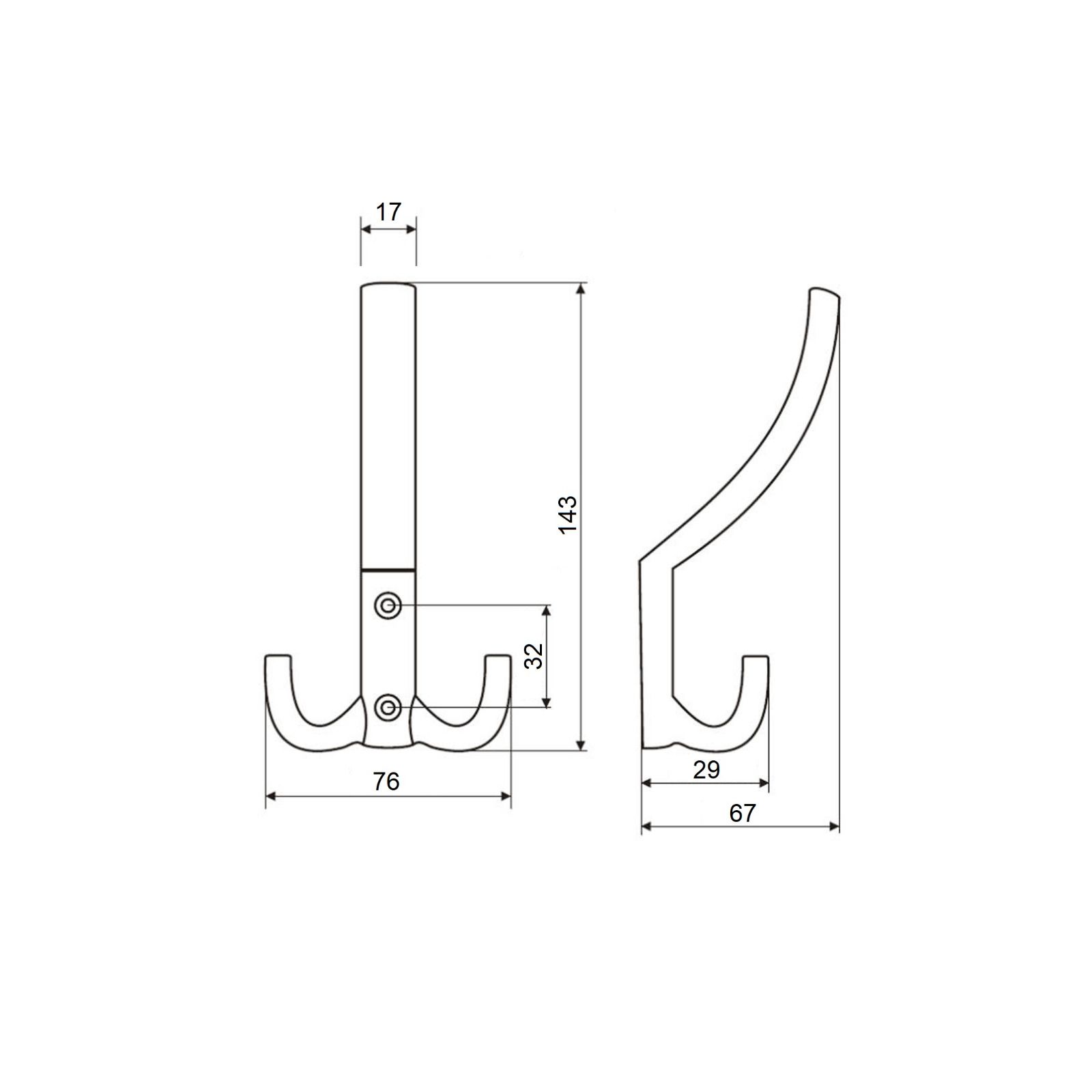 Kleiderhaken Edelstahloptik matt Garderobenhaken Huthaken Garderobe Haken - Bild 7 von 7
