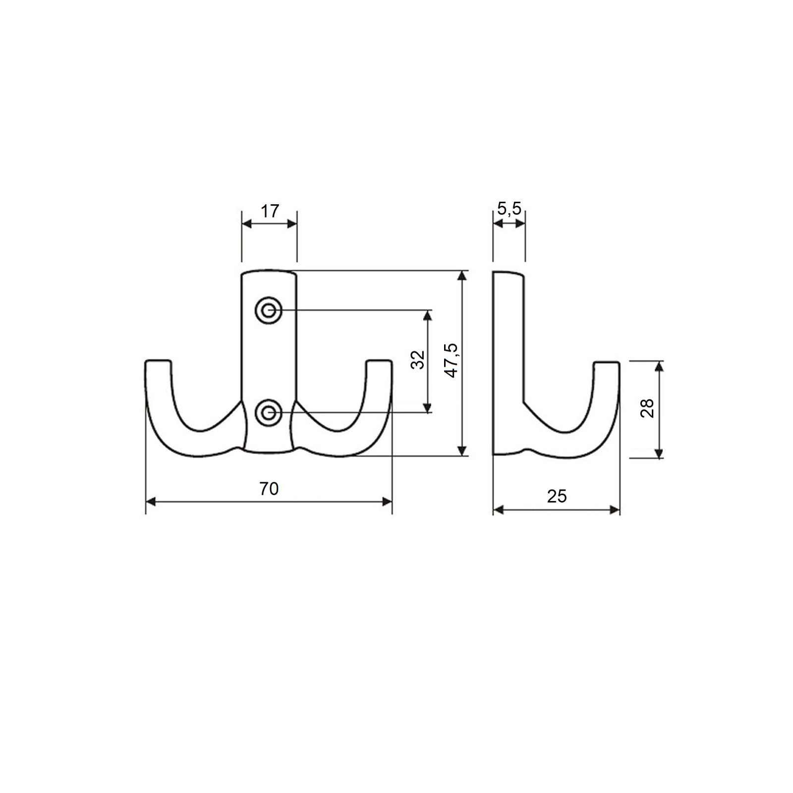 Kleiderhaken Edelstahloptik matt Garderobenhaken Huthaken Garderobe Haken - Bild 5 von 7