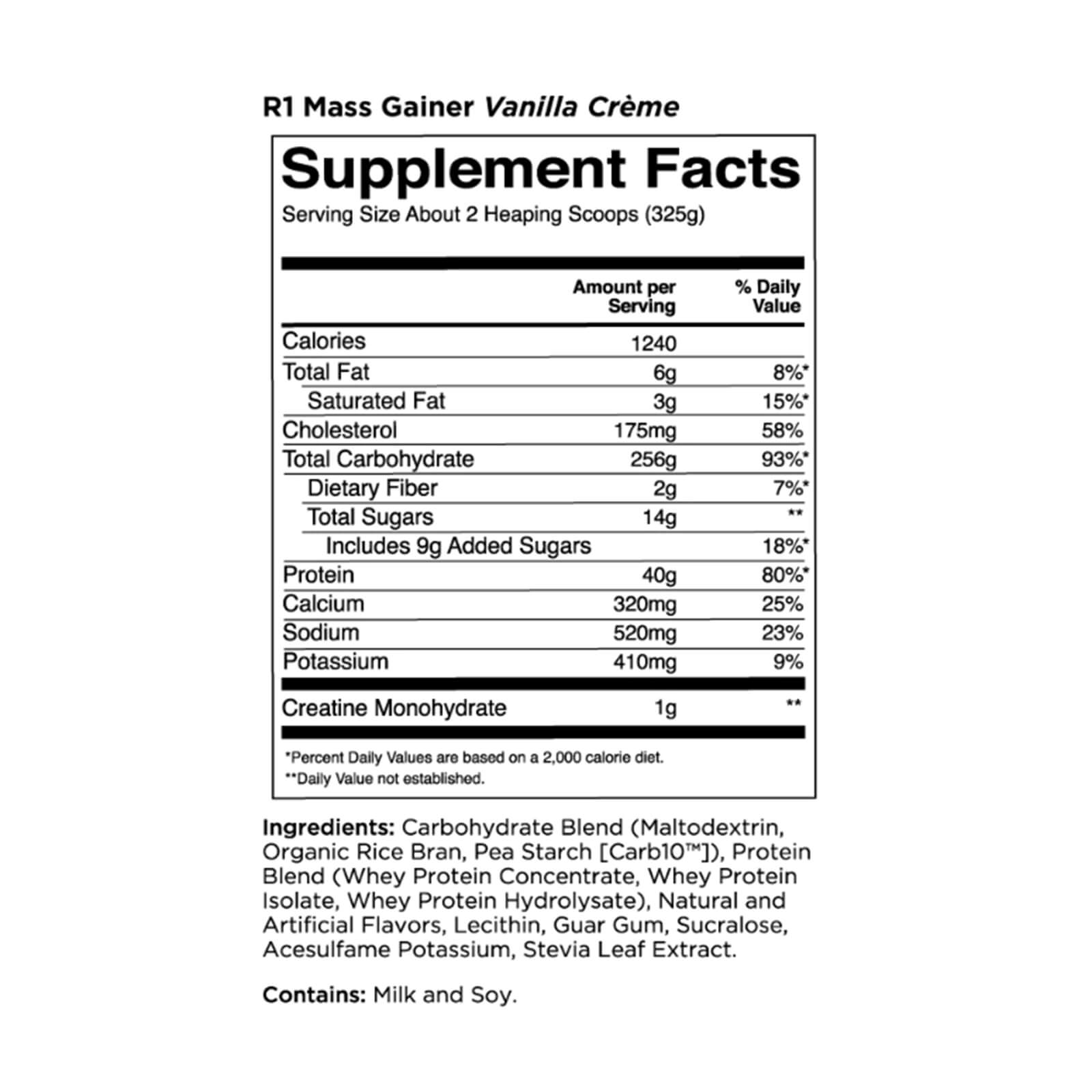 Regel 1 Mass Gainer 16 Portionen Vanillecreme Mass Weight Gainer 11,46 Pfund - Bild 2 von 5