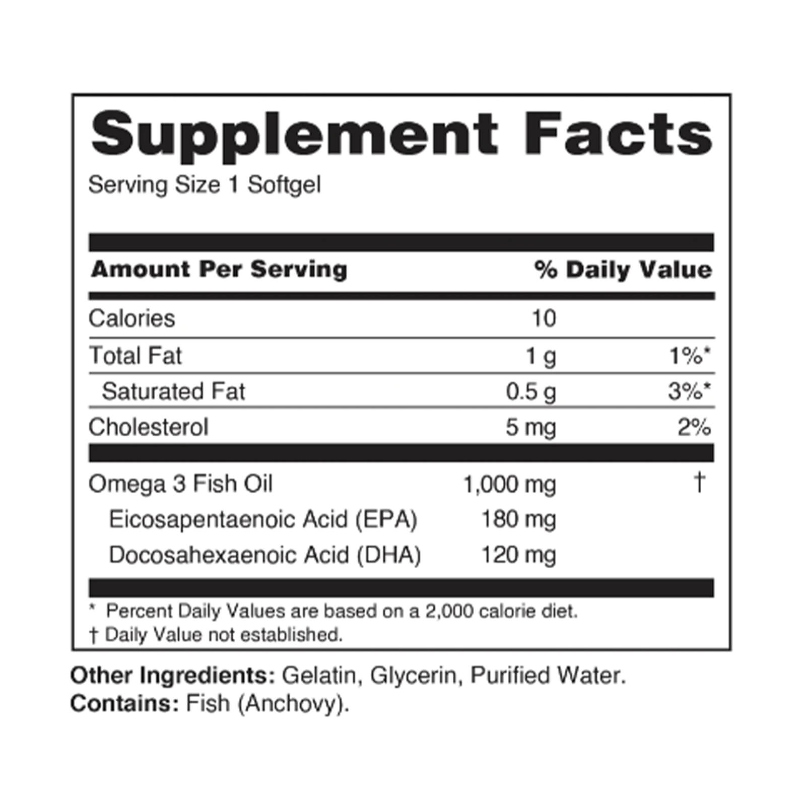 RULE 1 Fish Oil Omega 3s Omega 3s 100 Softgels - Picture 2 of 4