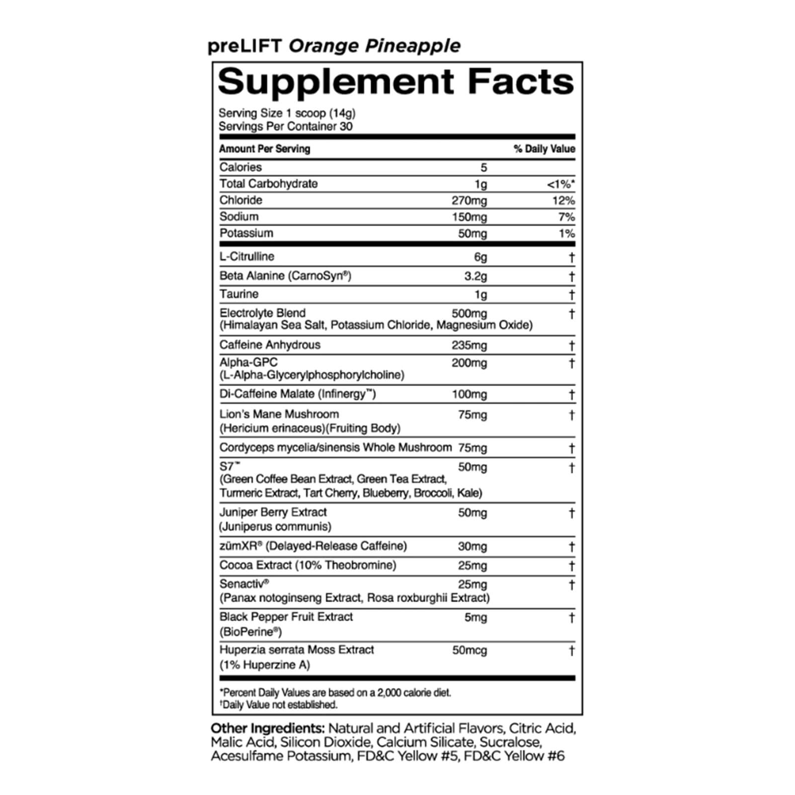 RULE 1 preLIFT Orange Pineapple High Intensity Pre Workout 420g