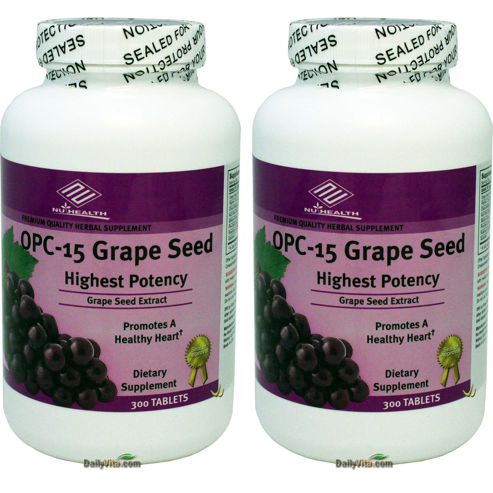 2 x OPC15 Grape Seed Extract / Red Wine Extract 300 Tabs Promotes
