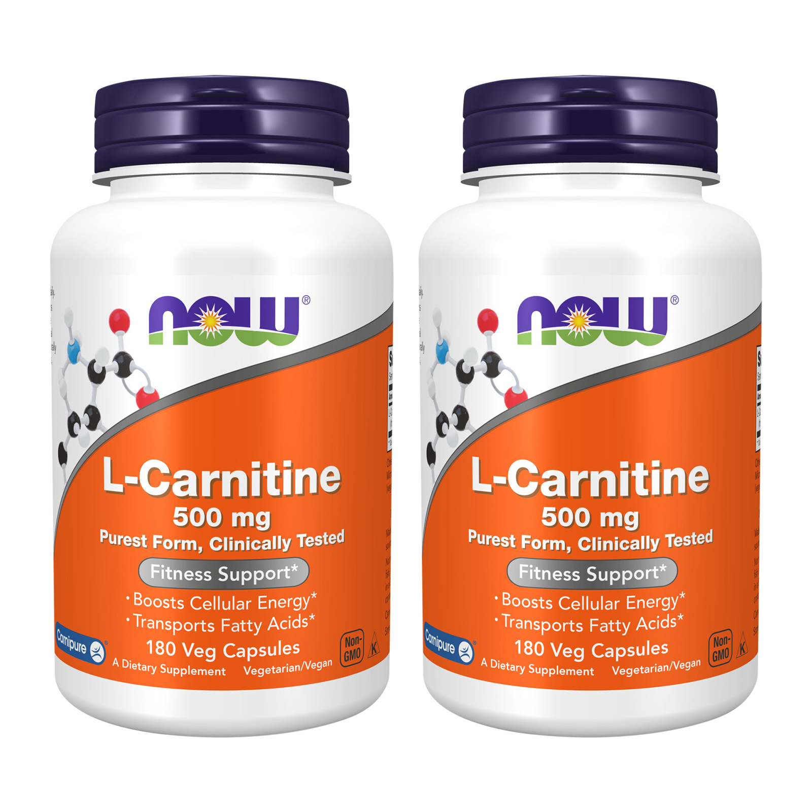 vegan l carnitine supplement 2 x NOW L Carnitine 500mg Purest Form Amino Acid Fitness Support 180 Veg  Caps