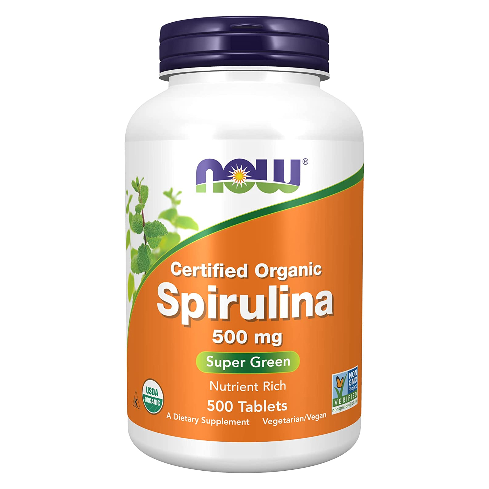 NOW® 100 Natural Spirulina 500mg 500 Tab, Fresh, Made in USA