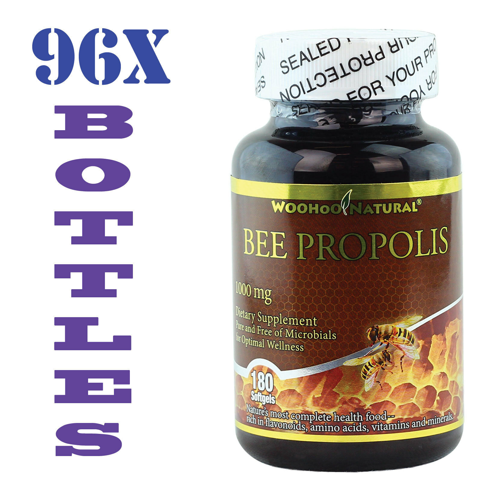 96x Bee Propolis+Lecithin+Zinc+Vitamin C 500mg 180SGel Made in USA FREE