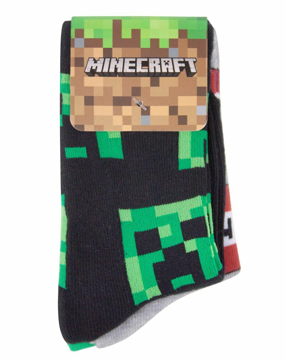 Minecraft Creeper Face Assorted 3 Pack Grey Green Black Boy's Kids