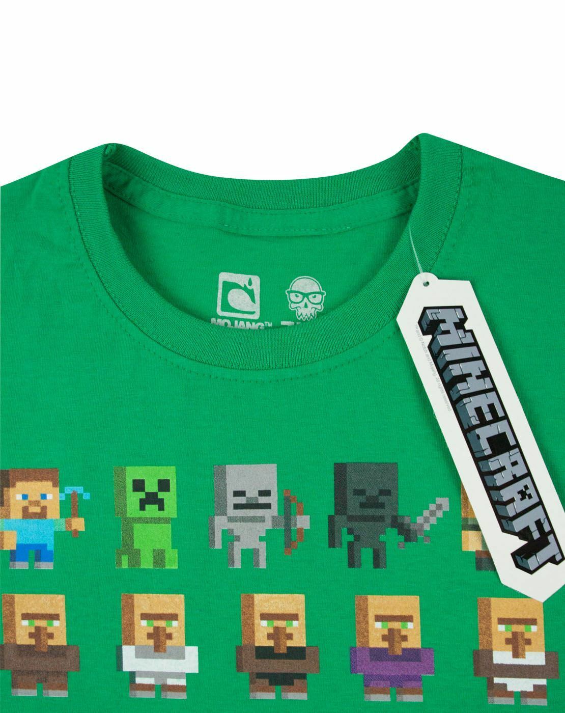 MINECRAFT TSHIRT BOYS Kids Sprites Green Characters Short Sleeve Game