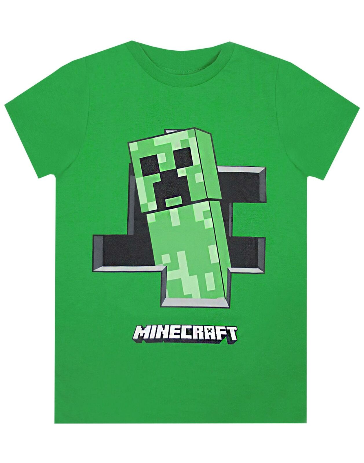 Minecraft Creeper Inside Boy/'s Grey T-Shirt Official kids short sleeve tee