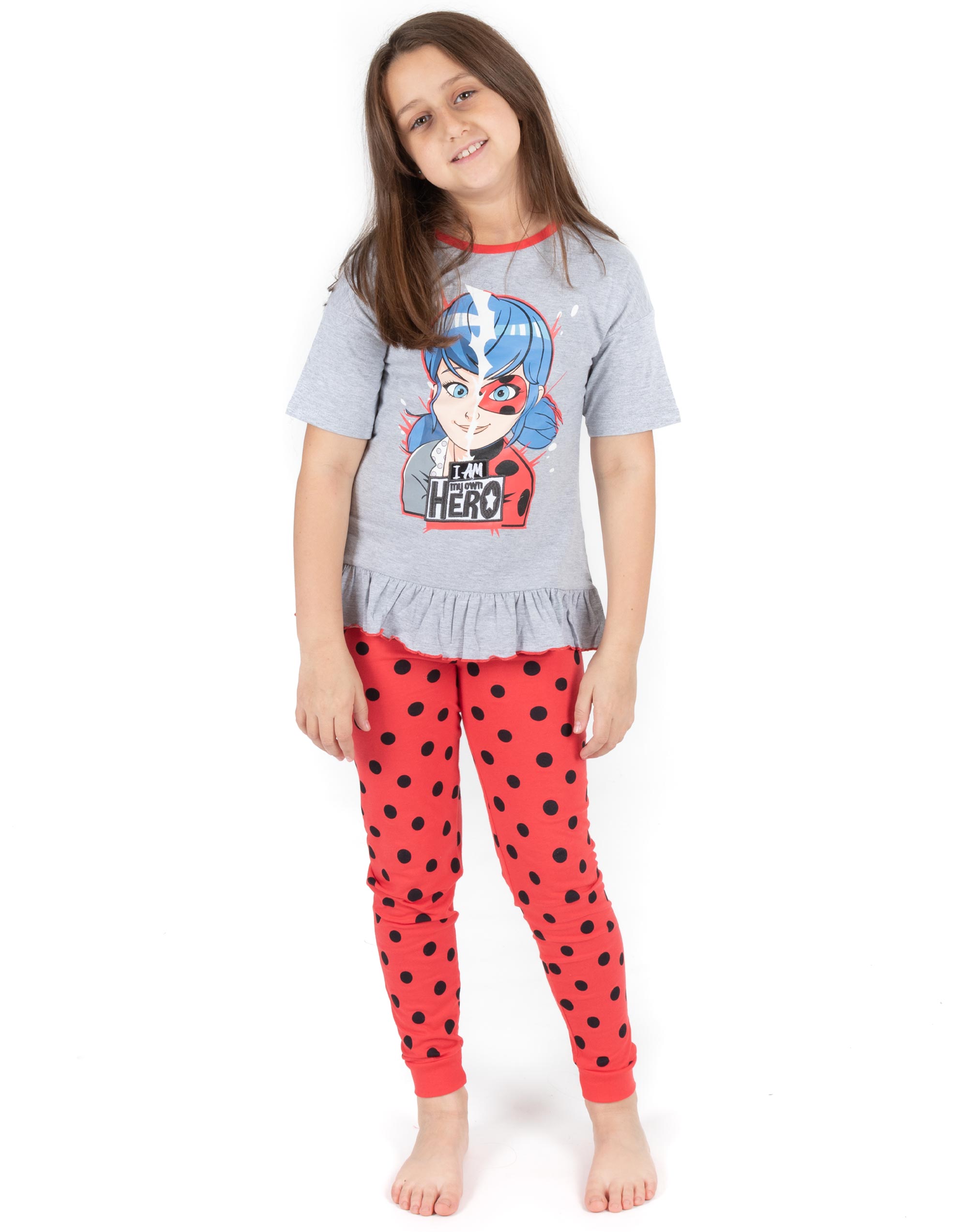 Pijamas milagrosos niñas Ladybug Superhéroe camiseta y pantalones largos o cortos PJS - Imagen 10 de 21