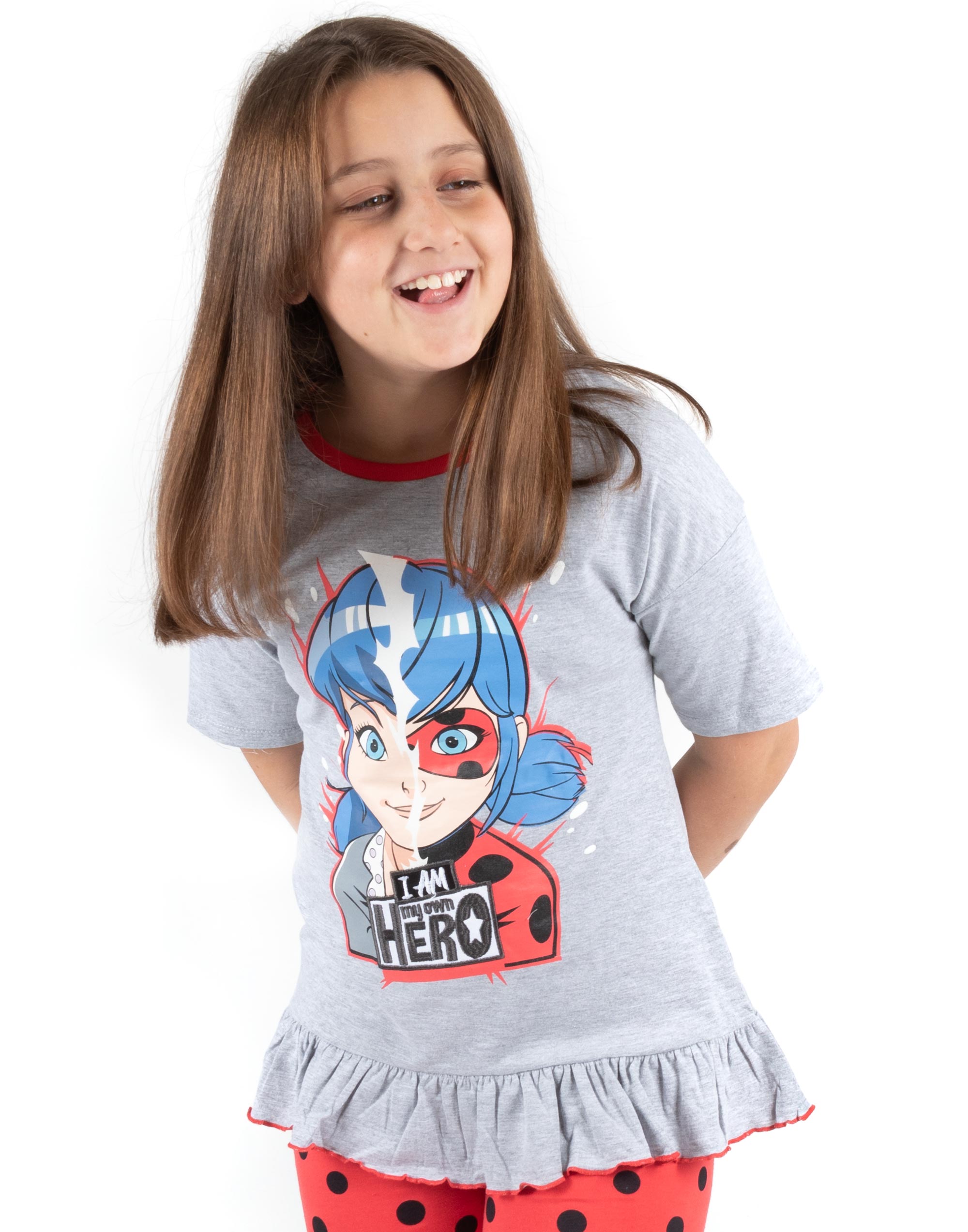 Pijamas milagrosos niñas Ladybug Superhéroe camiseta y pantalones largos o cortos PJS - Imagen 11 de 21