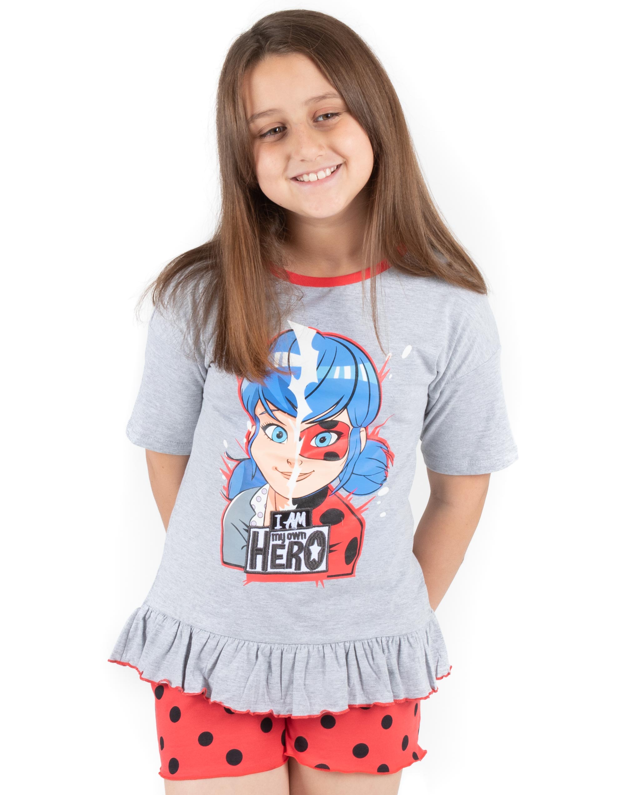 Pijamas milagrosos niñas Ladybug Superhéroe camiseta y pantalones largos o cortos PJS - Imagen 16 de 21