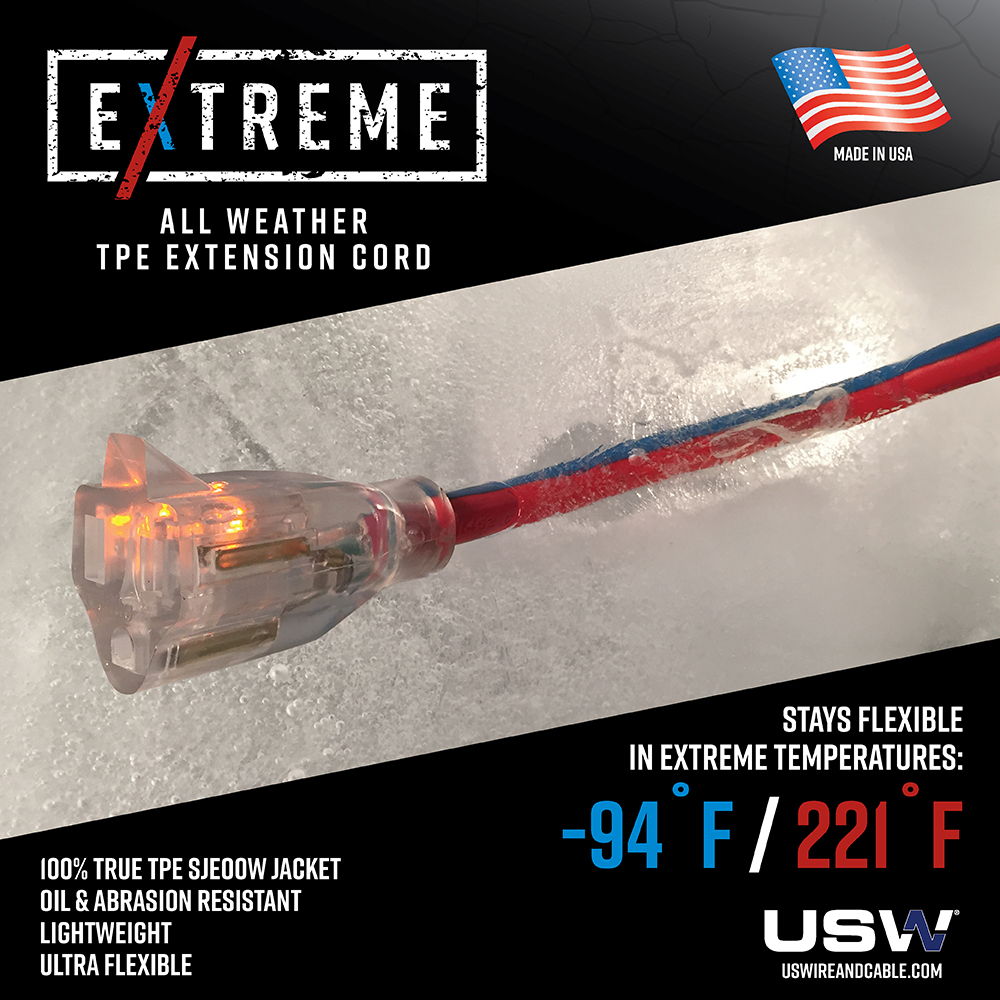 US Kabel und Kabel 10/3 Stärke extrem kaltes Wetter Verlängerungskabel - Bild 9 von 13