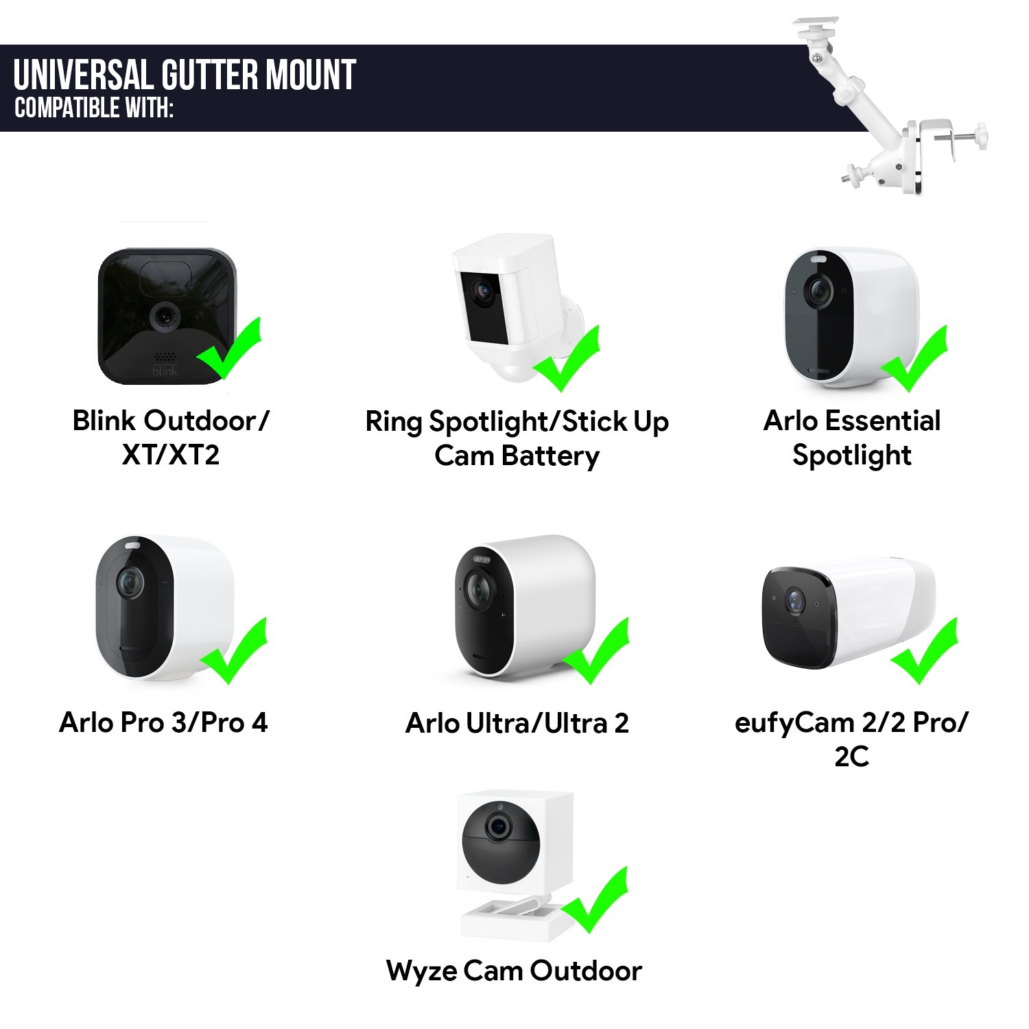 Montaje universal para cámaras de seguridad Wyze, Blink, Ring, Arlo, Eufy - Imagen 18 de 22