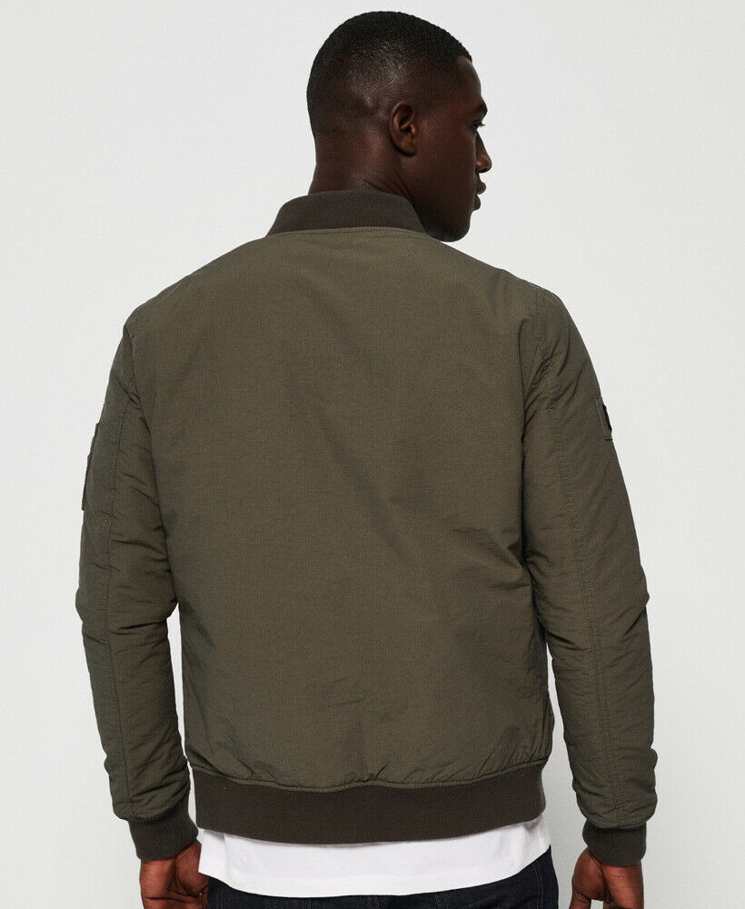Superdry Men/'s Falcon Khaki Green Rookie Air Corps Bomber Full Zip Jacket