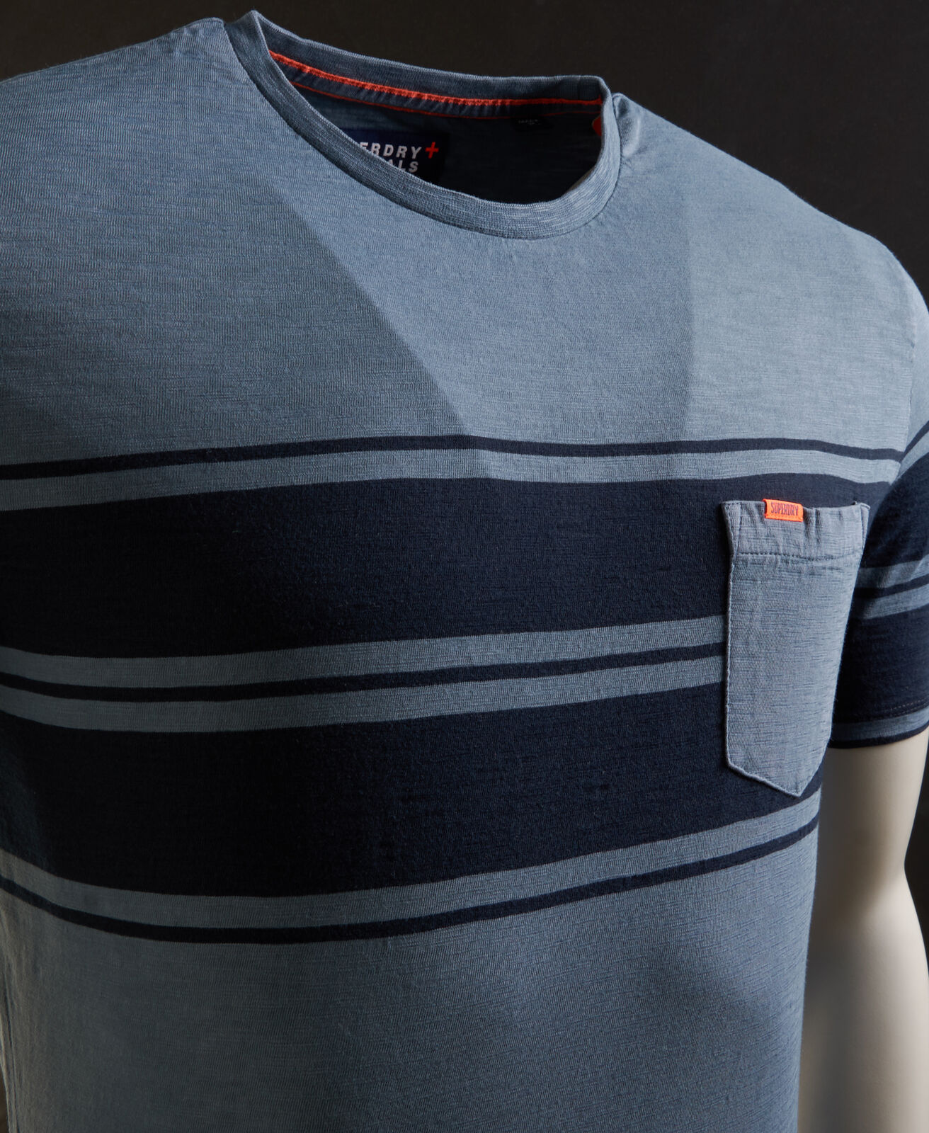 New Mens Superdry Dry Originals Short Sleeve Stripe Pocket T-Shirt Ocean Pastel