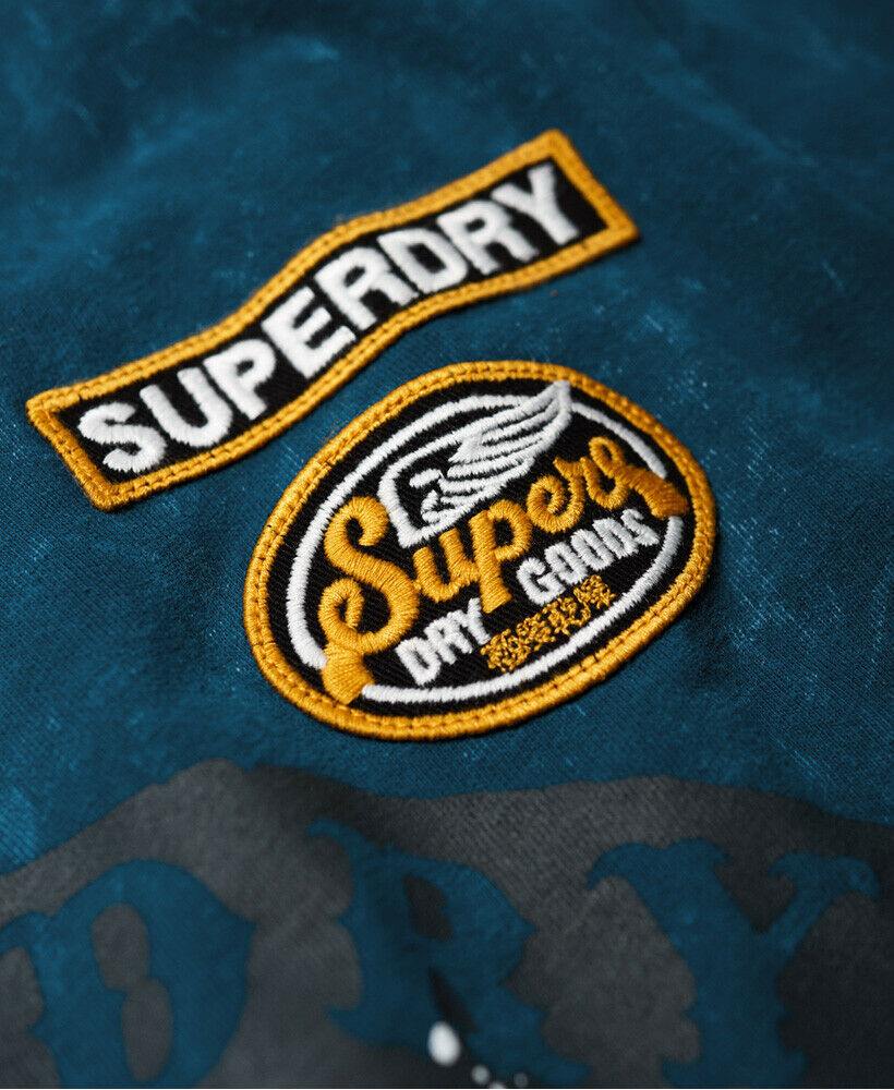 New Mens Superdry Mens Black Letter T-Shirt Skate Navy