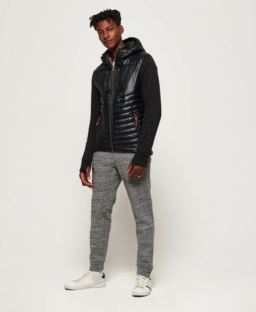 Superdry Storm Hybrid Zip Hoodie Black Granite Marl Jacket